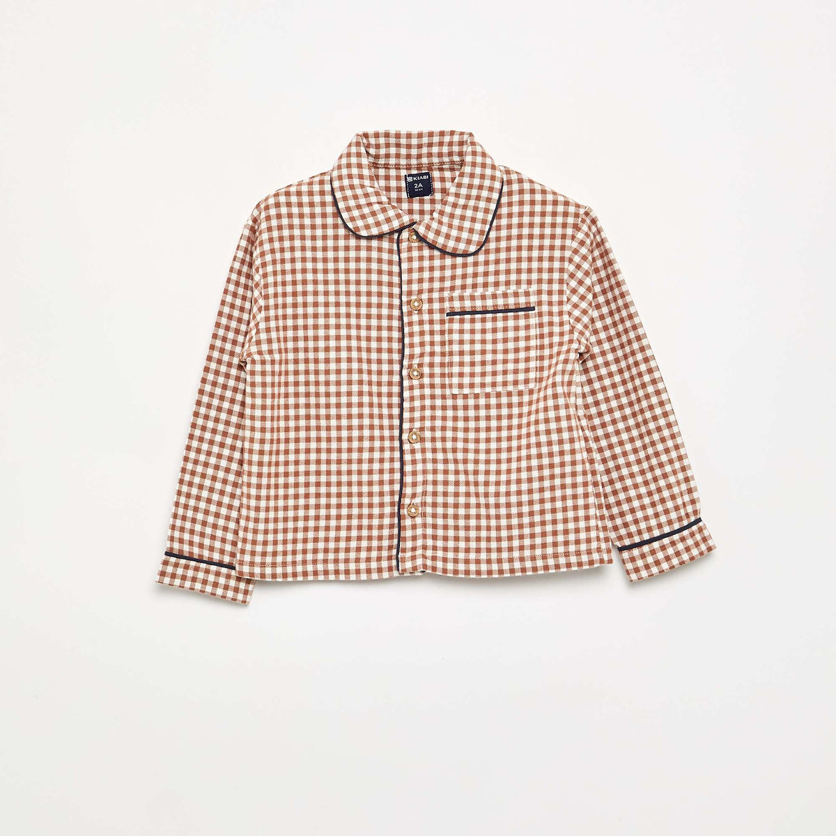 2-piece flannel pajamas - Button-up top + pants BROWN