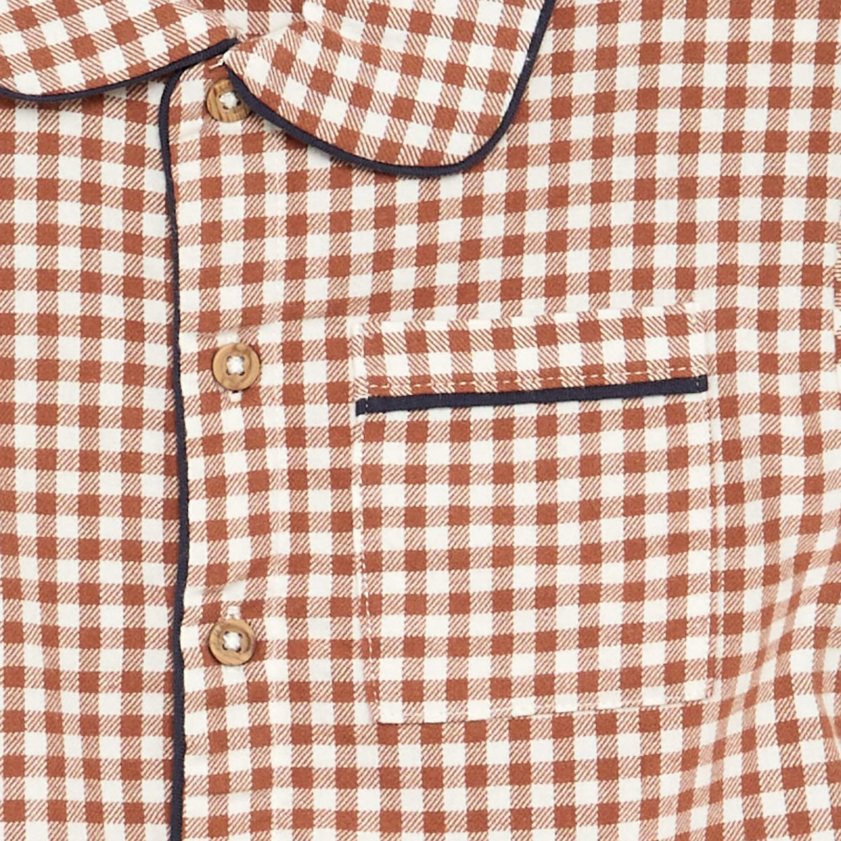 2-piece flannel pajamas - Button-up top + pants BROWN