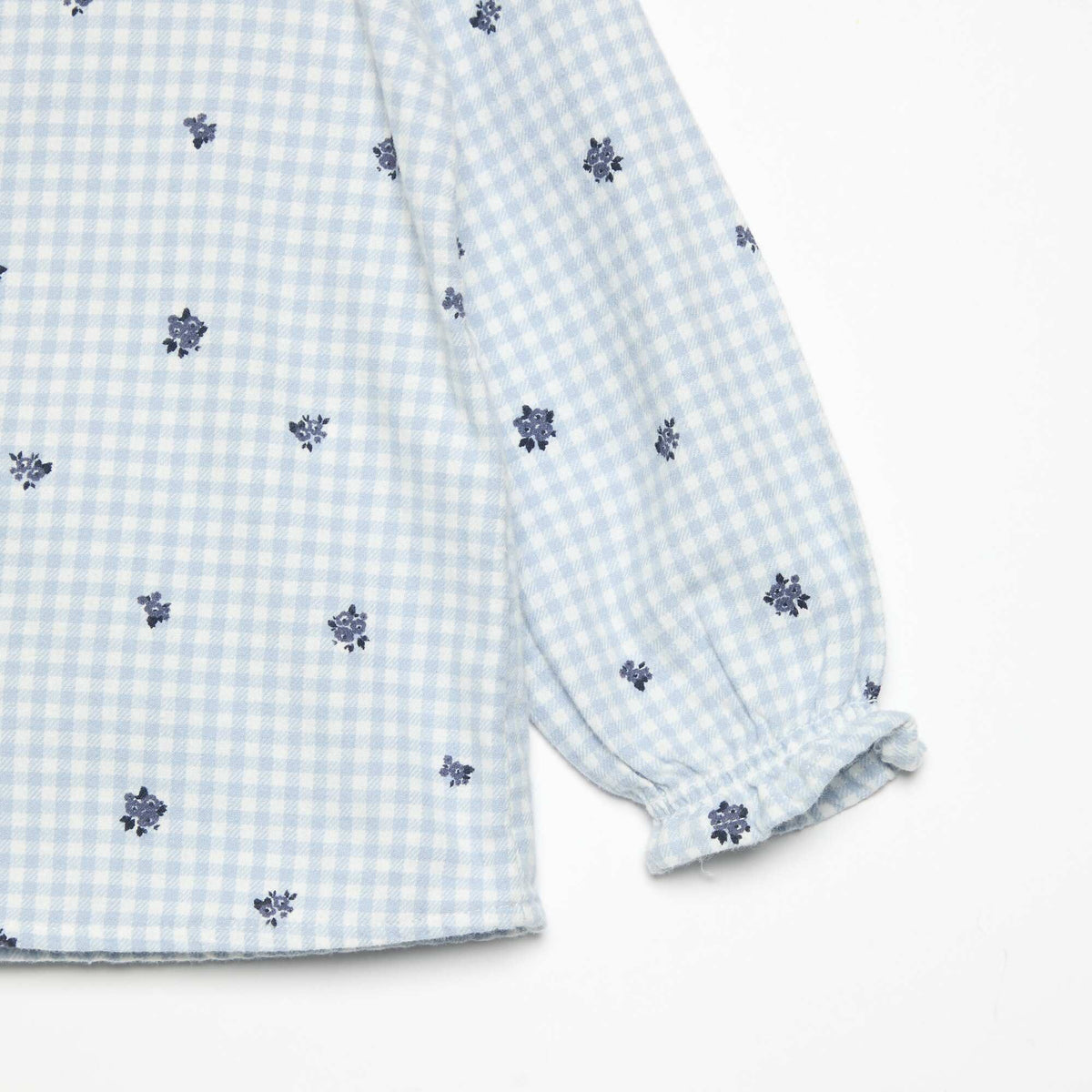 2-piece Flannel Pajamas - Button-up Top + Pants BLUE