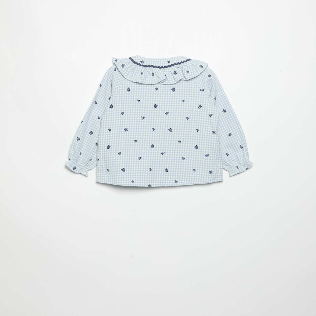 2-piece Flannel Pajamas - Button-up Top + Pants BLUE