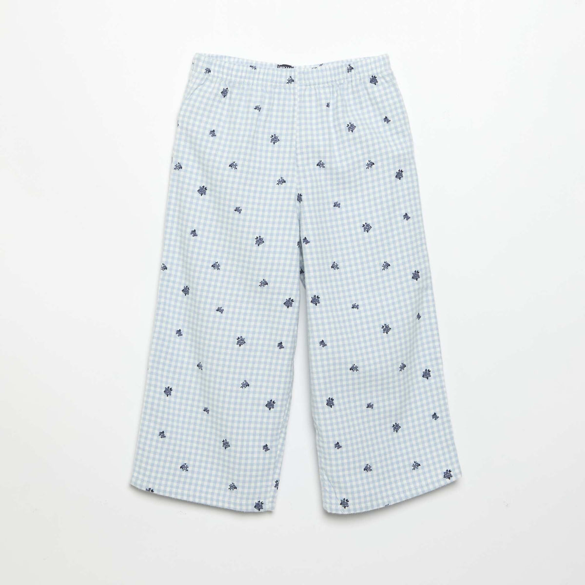 2-piece Flannel Pajamas - Button-up Top + Pants BLUE