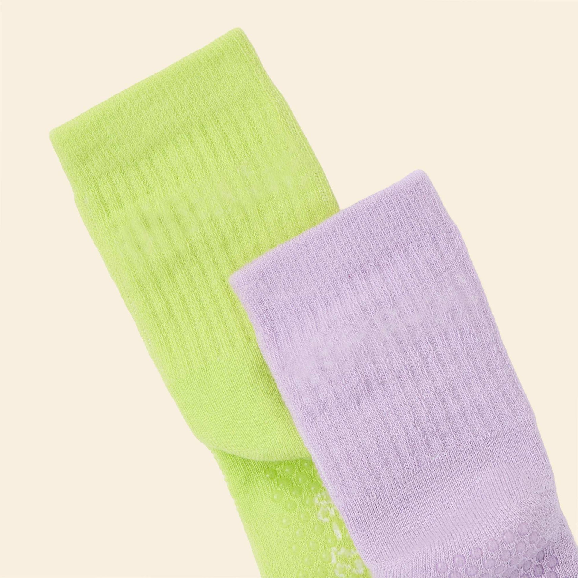 Pack of 2 pairs of anti-slip socks PURPLE