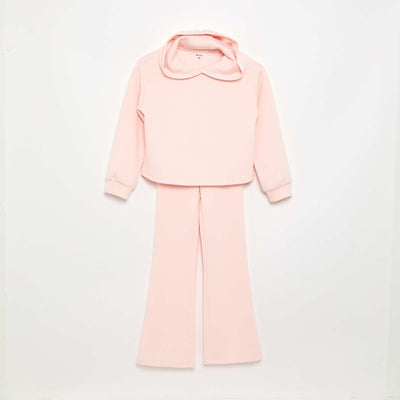 2-piece set - Hooded sweatshirt + flare leggings PINK