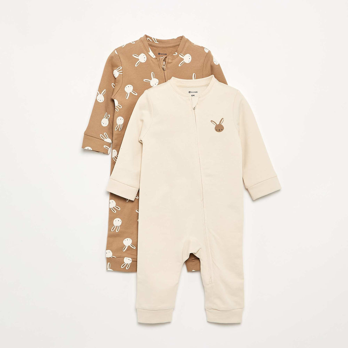 Pack of 2 Cotton Sleepsuits BROWN