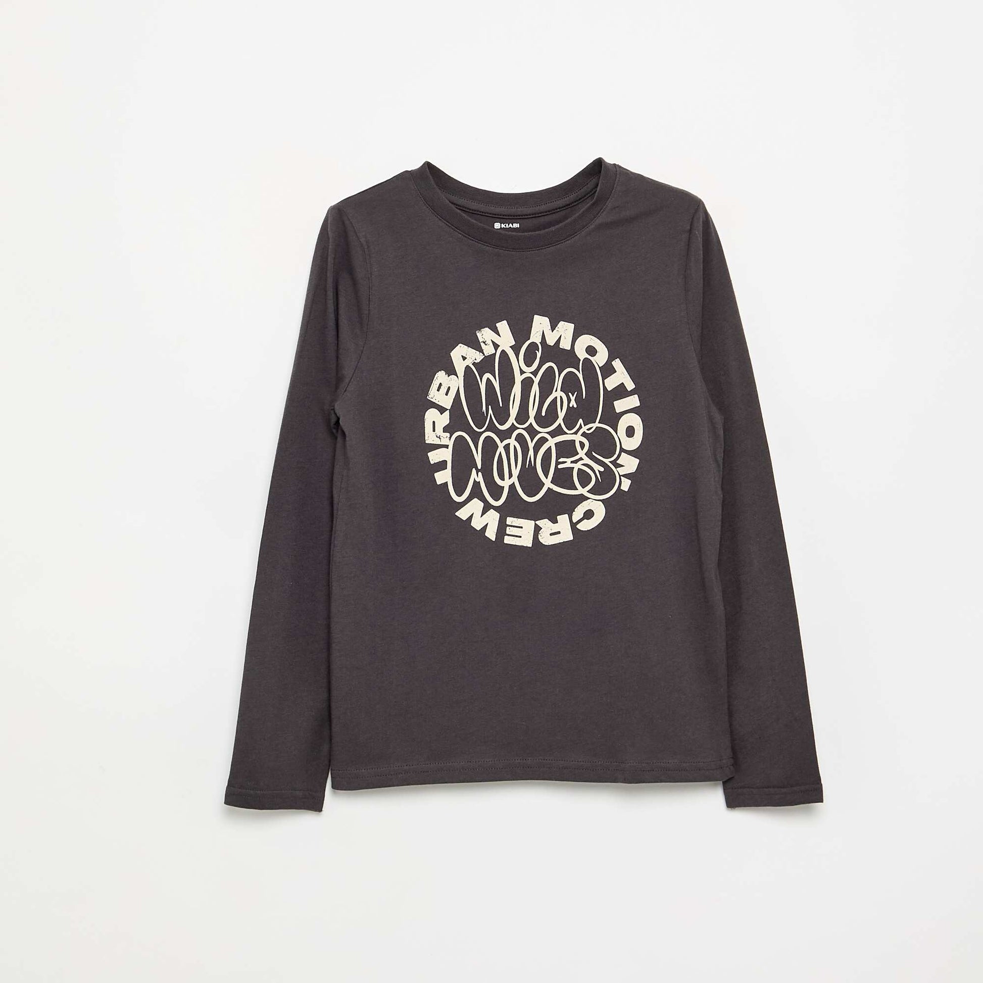 Long-sleeved printed T-shirt GREY