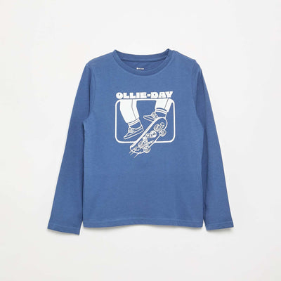 Long-sleeved printed T-shirt BLUE