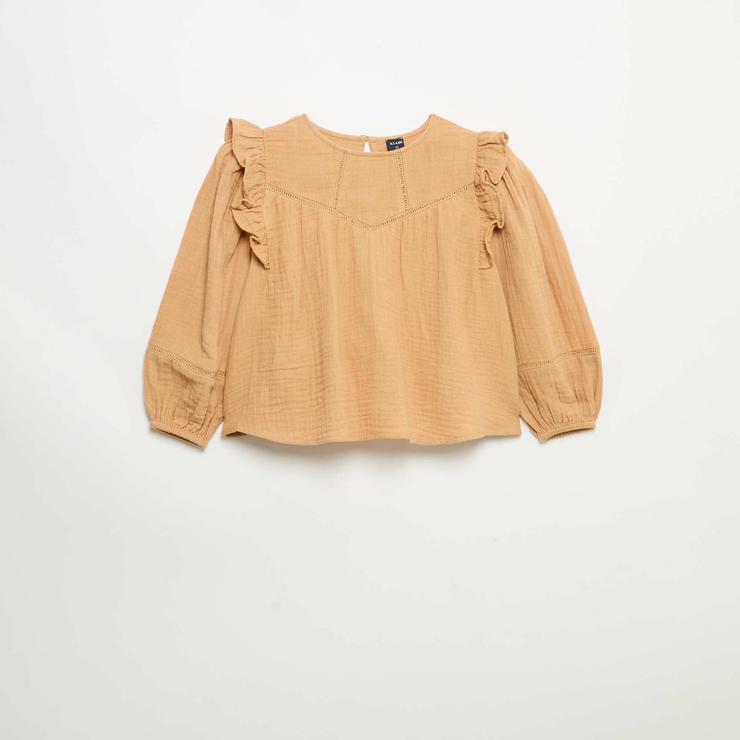 Solid cotton gauze blouse BROWN