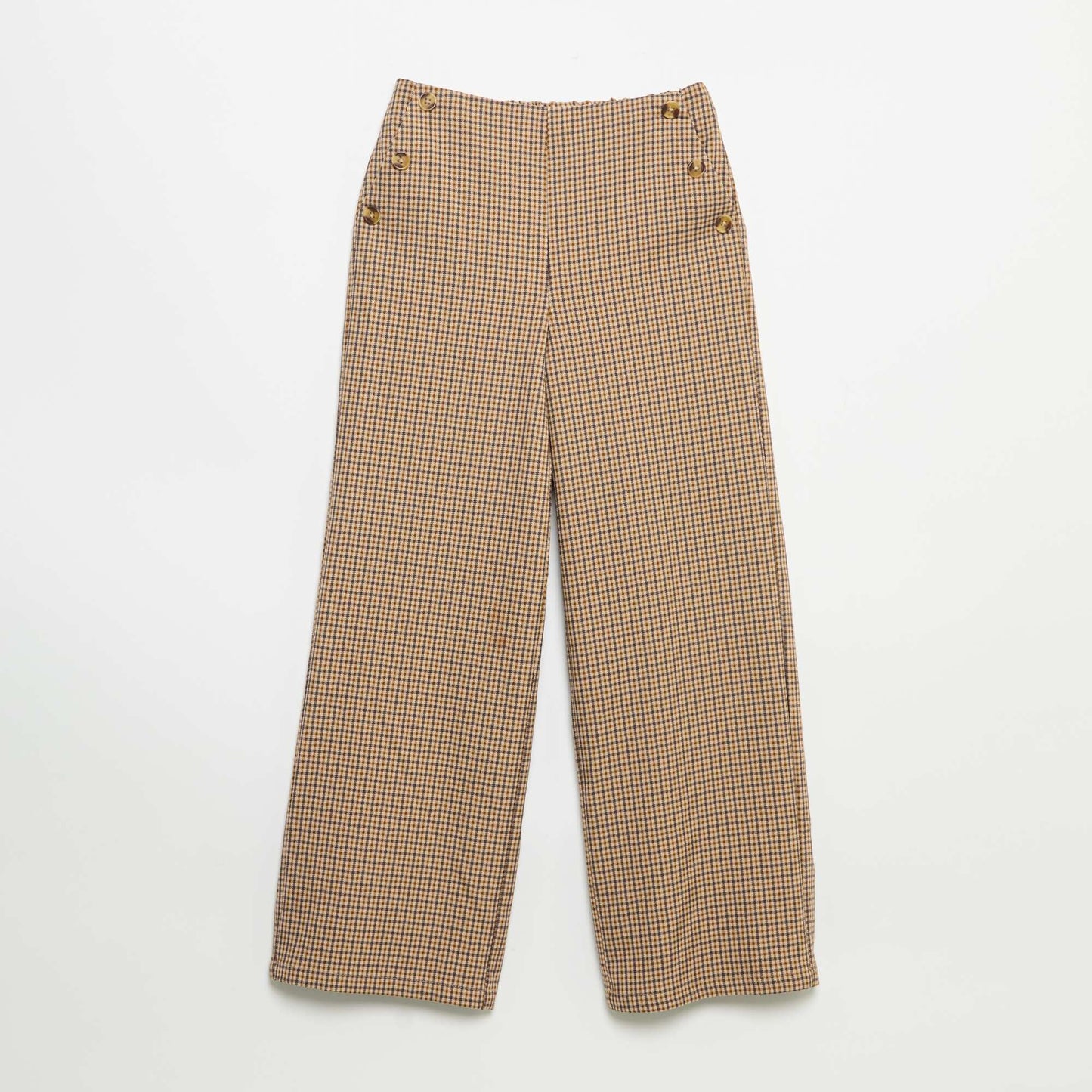Wide-leg checkered trousers BROWN