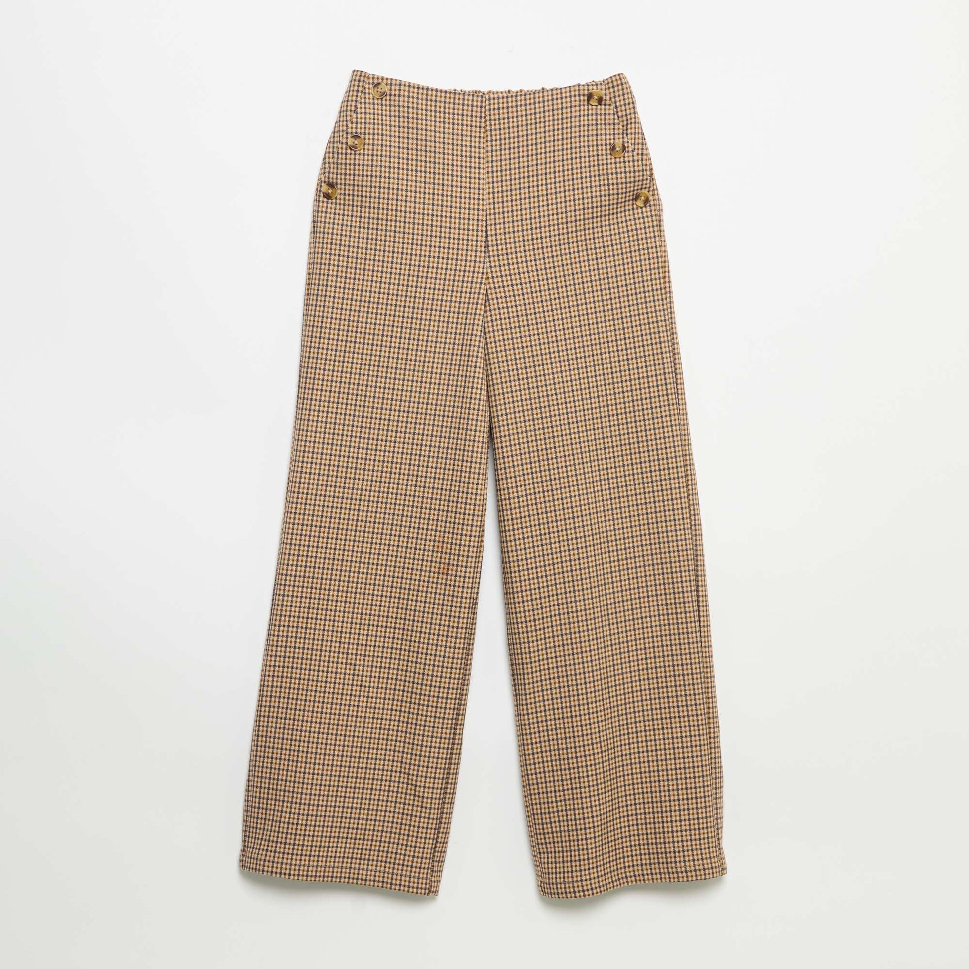 Wide-leg checkered trousers BROWN