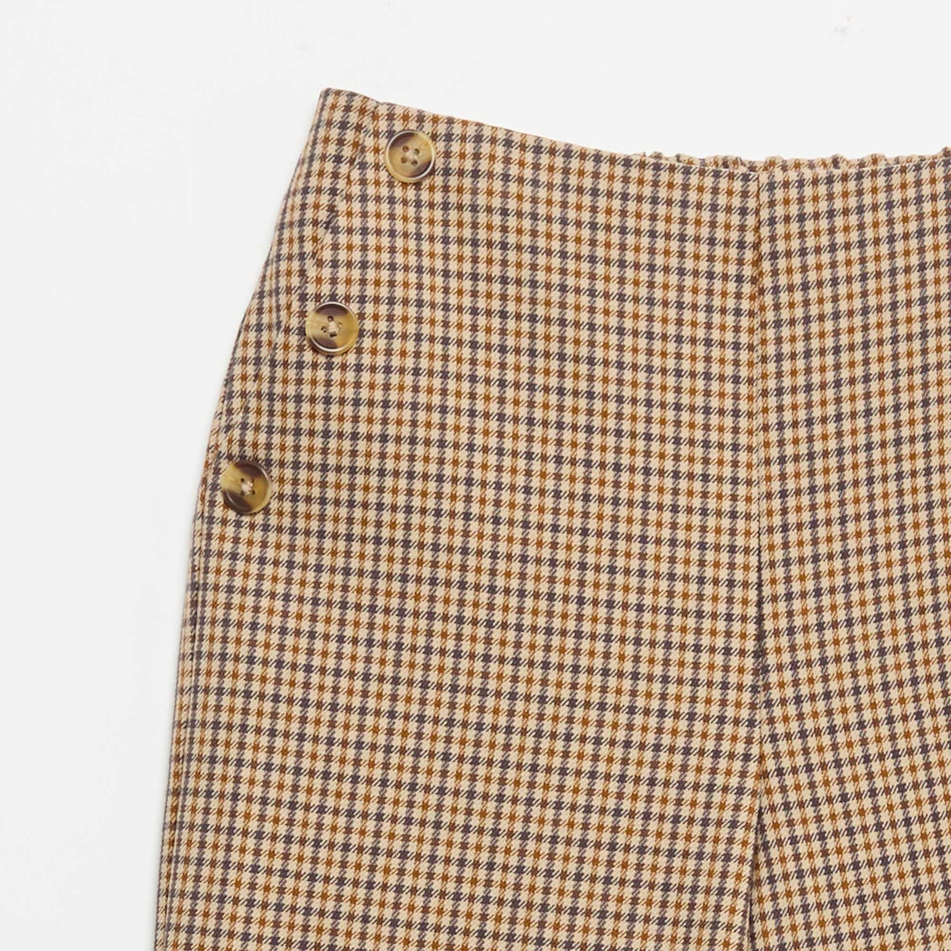 Wide-leg checkered trousers BROWN