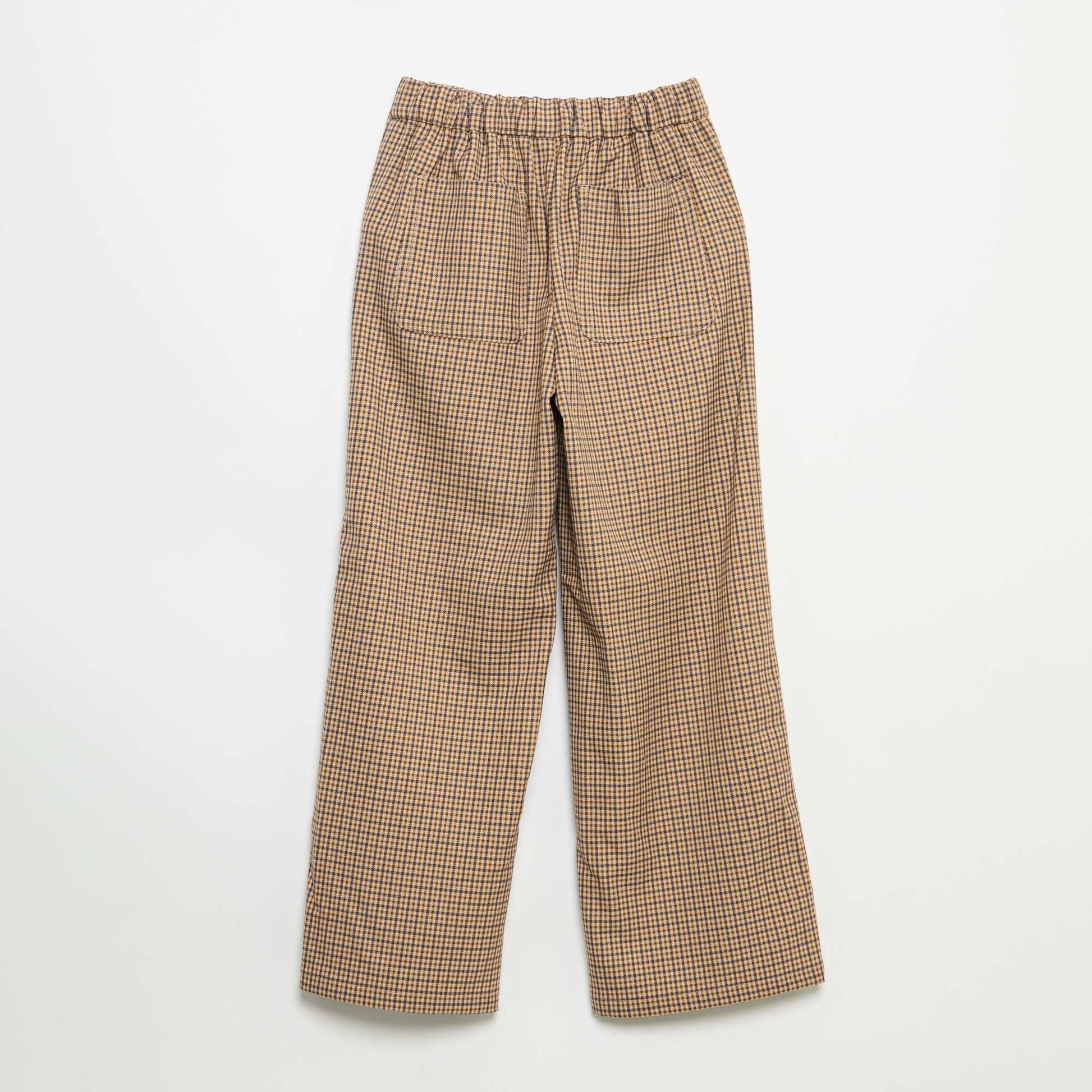 Wide-leg checkered trousers BROWN