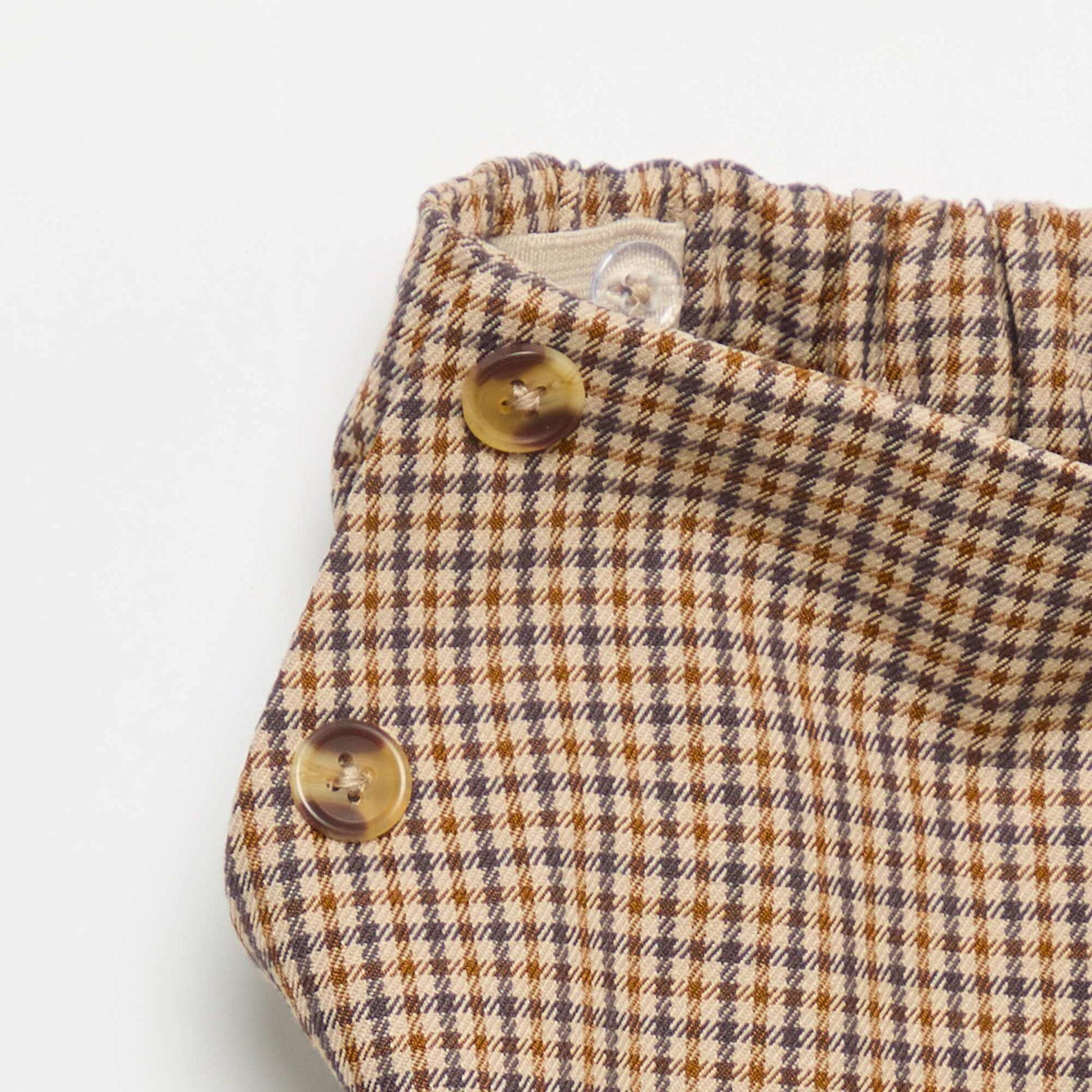 Wide-leg checkered trousers BROWN