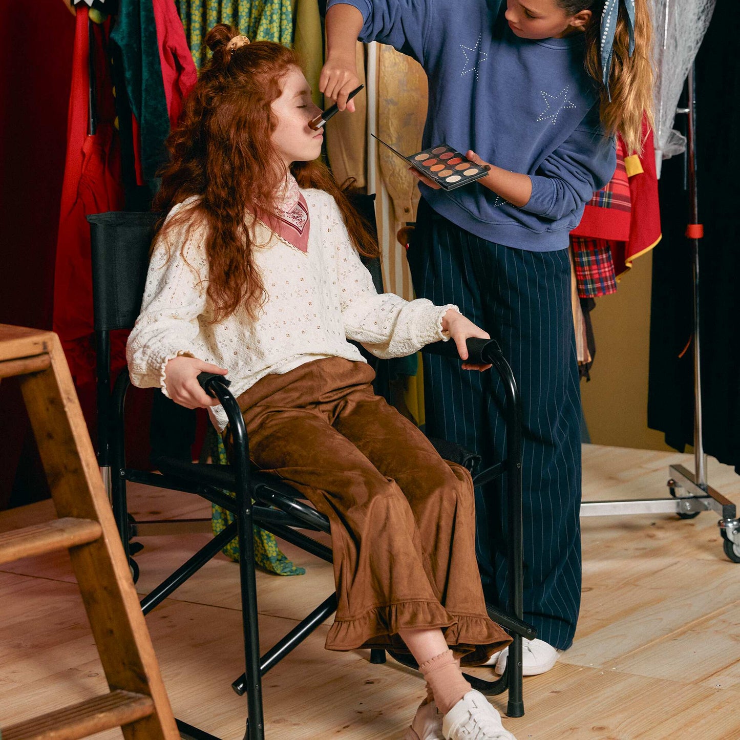 Wide-leg velvet trousers BROWN