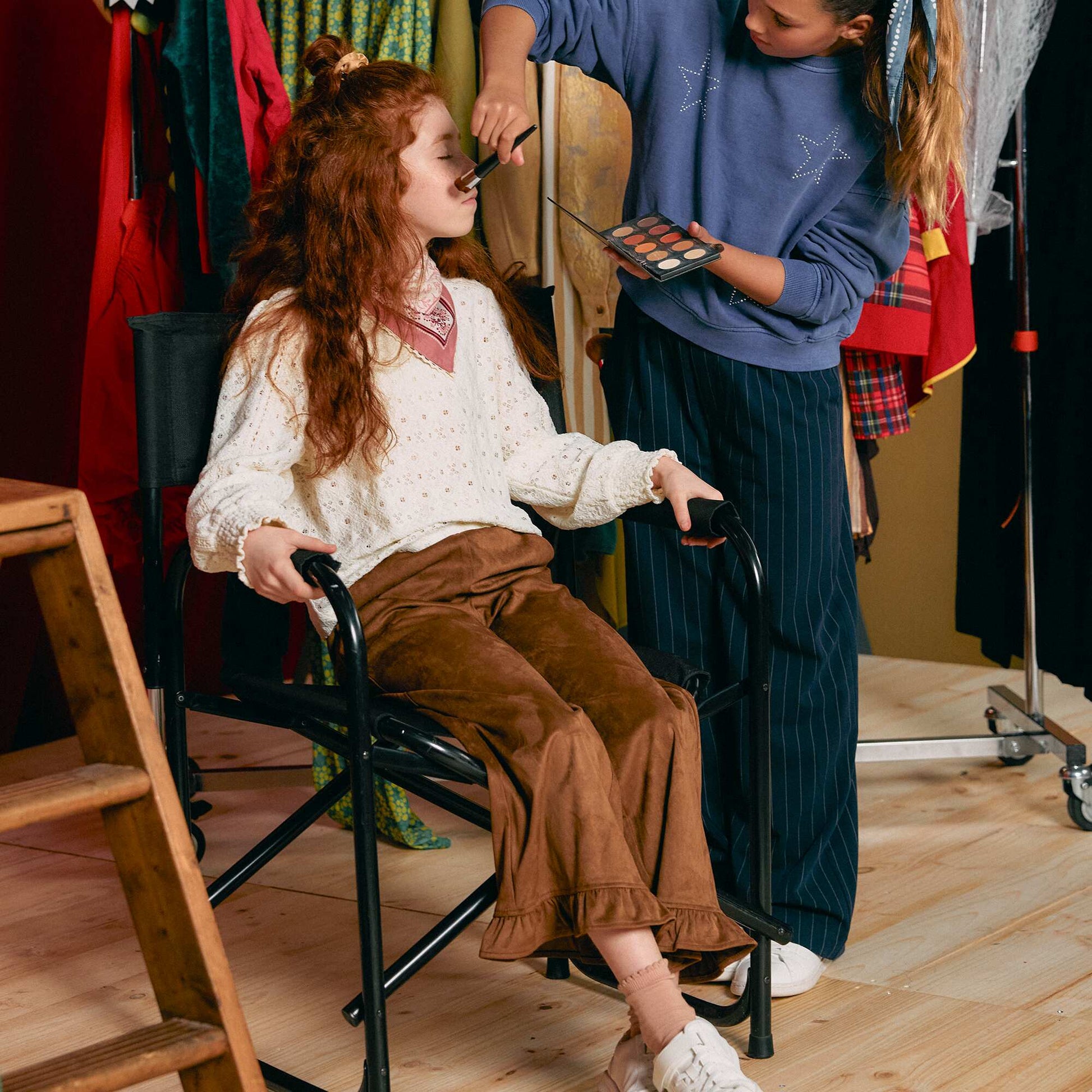Wide-leg velvet trousers BROWN
