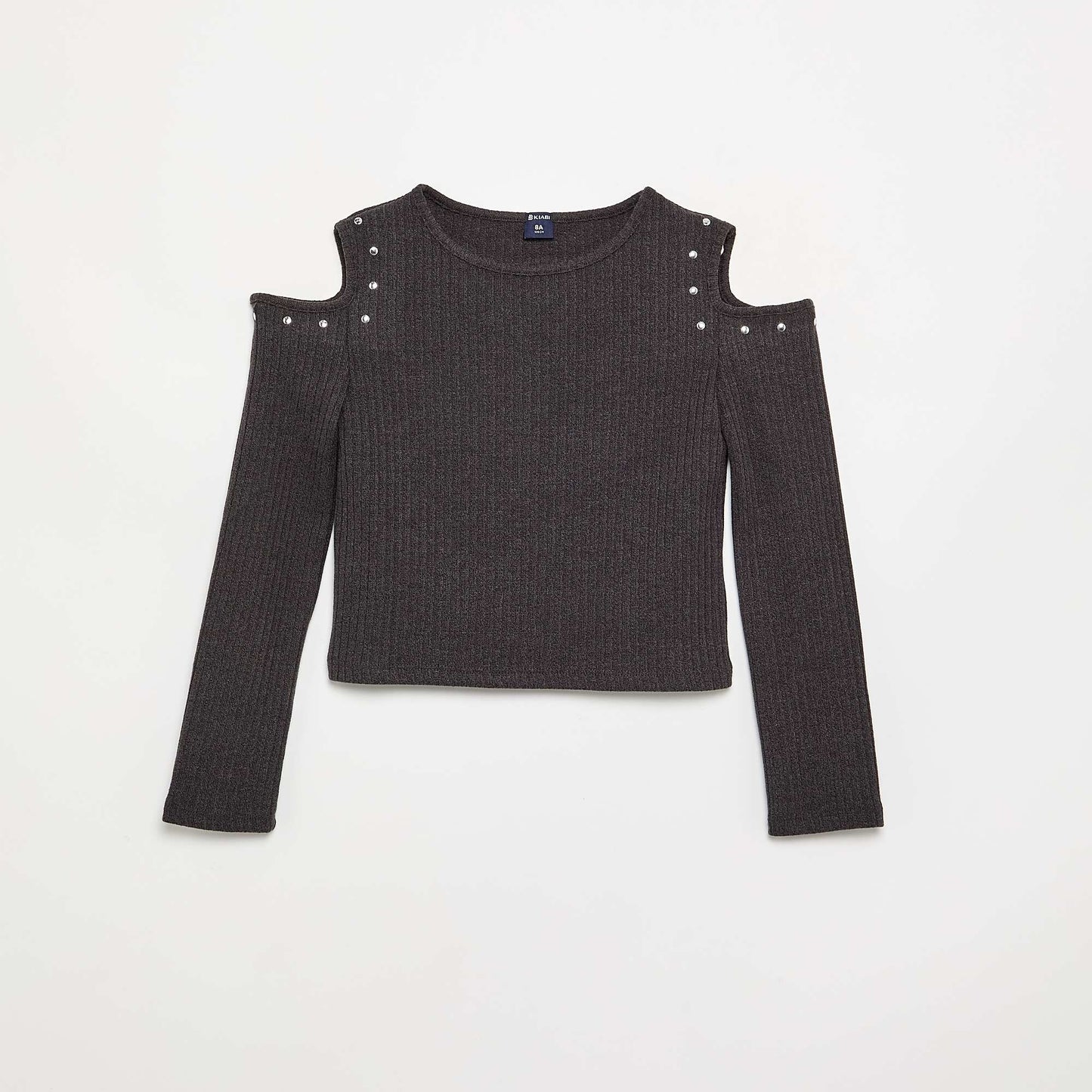 Ribbed Off-the-Shoulder T-shirt BLACK