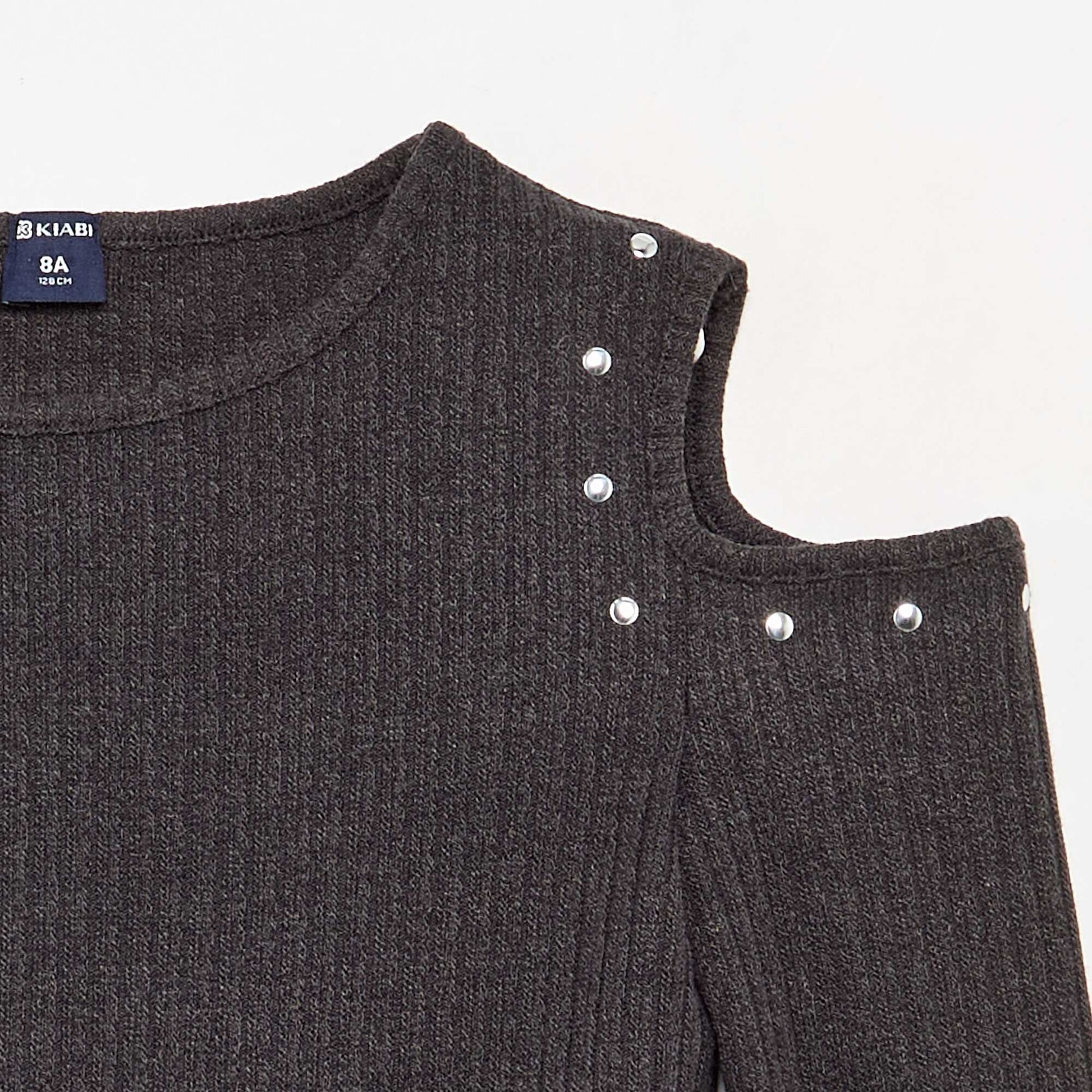 Ribbed Off-the-Shoulder T-shirt BLACK
