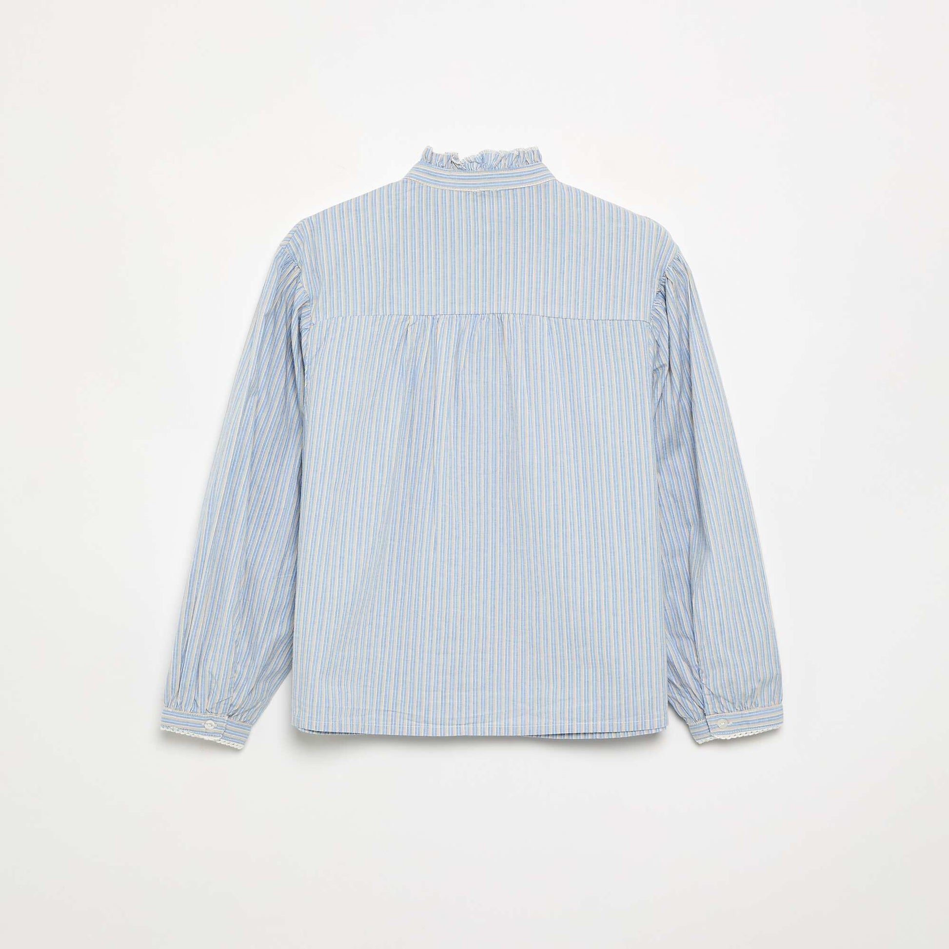 Striped blouse with fancy collar BLUE