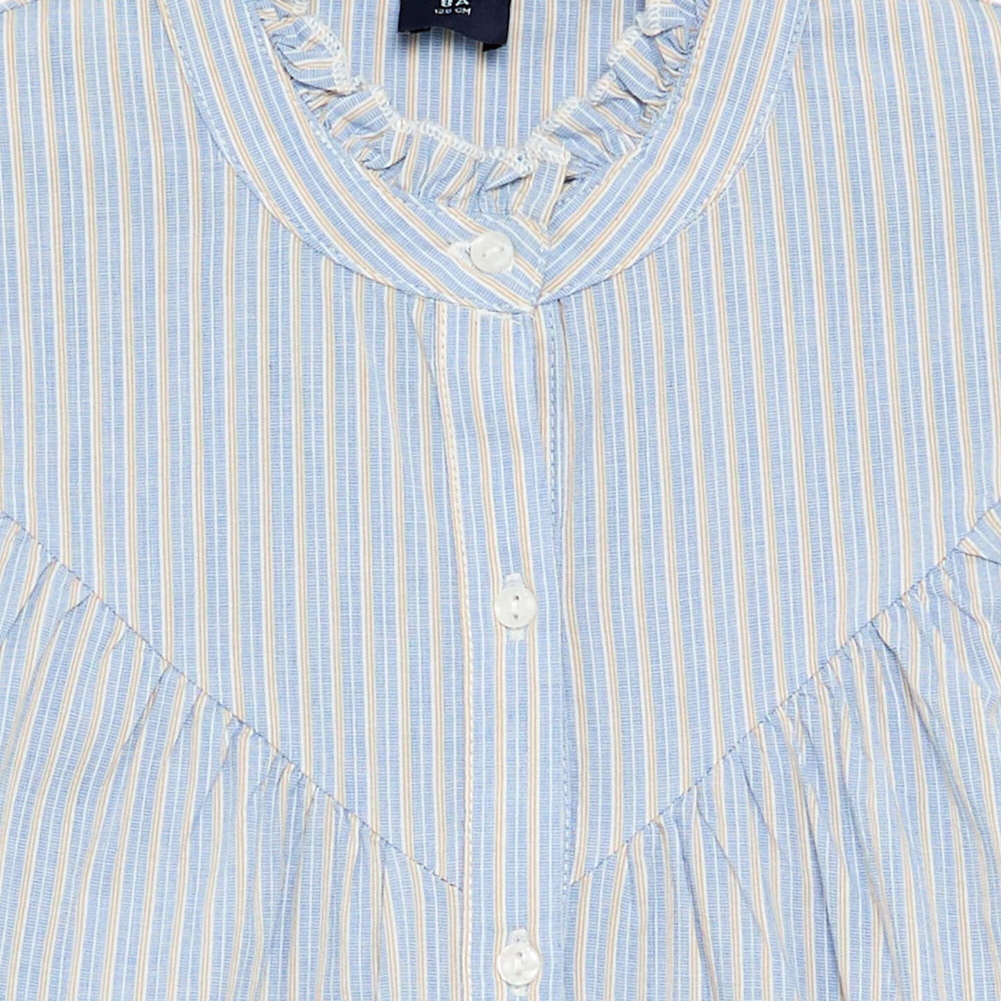 Striped blouse with fancy collar BLUE