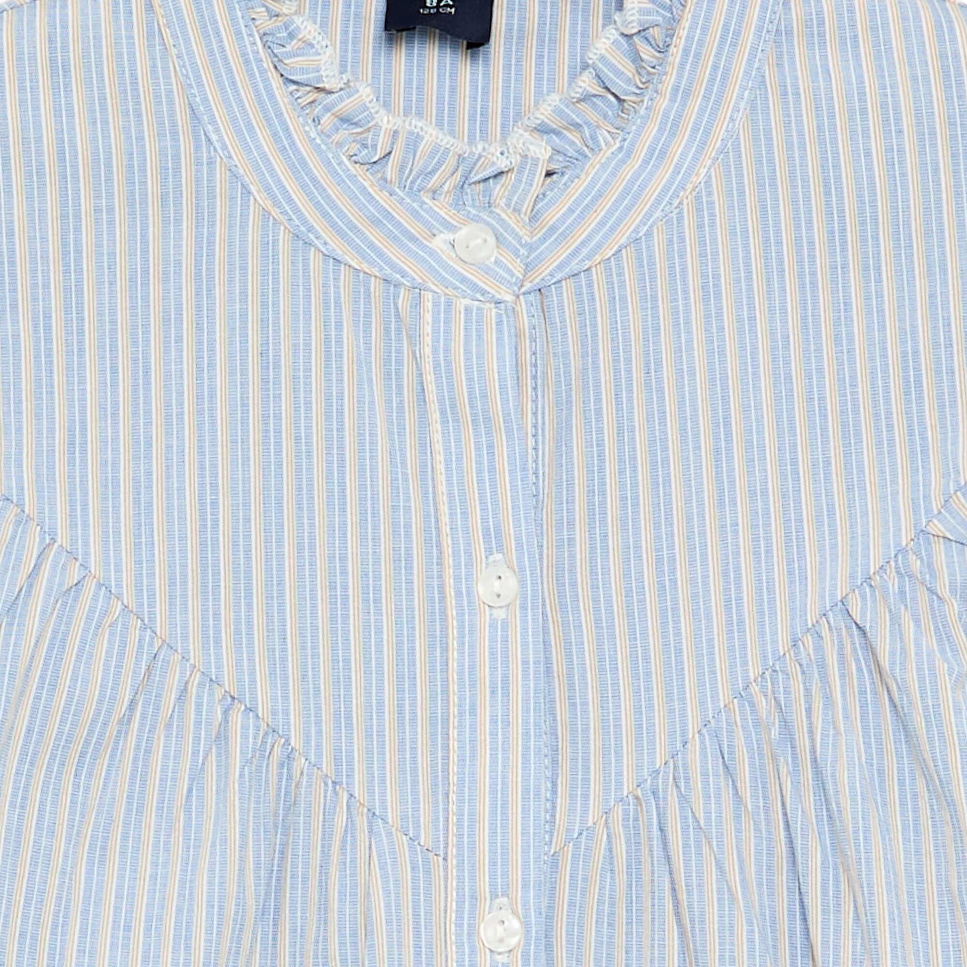 Striped blouse with fancy collar BLUE