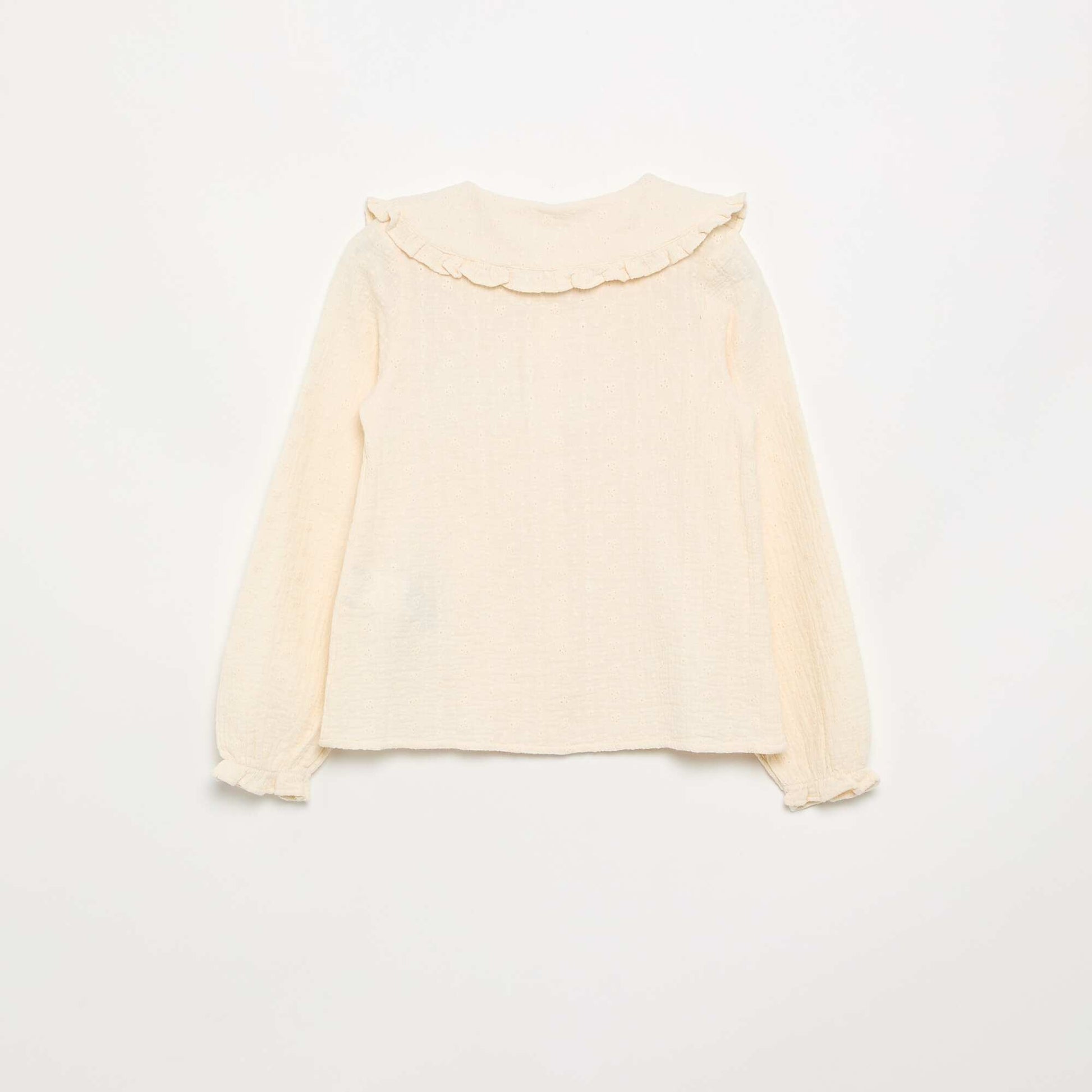 Double gauze blouse with Peter Pan collar BEIGE
