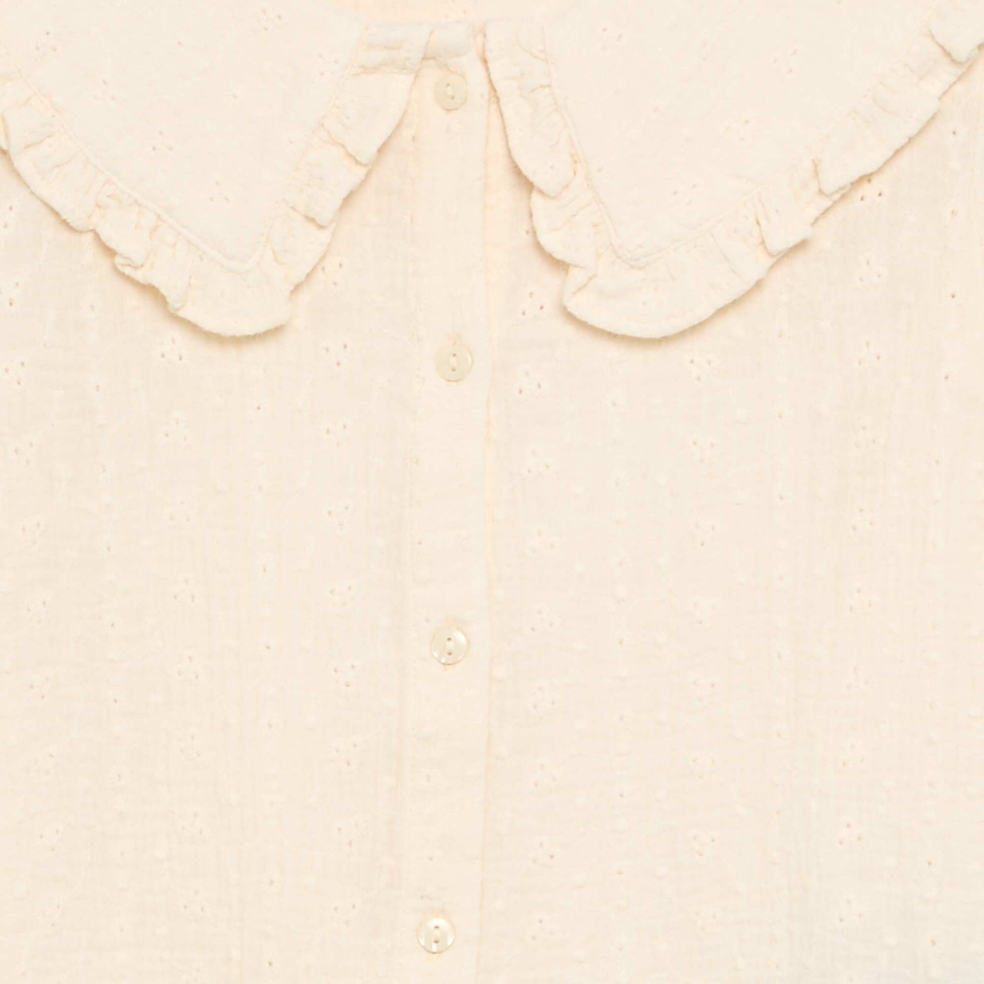 Double gauze blouse with Peter Pan collar BEIGE
