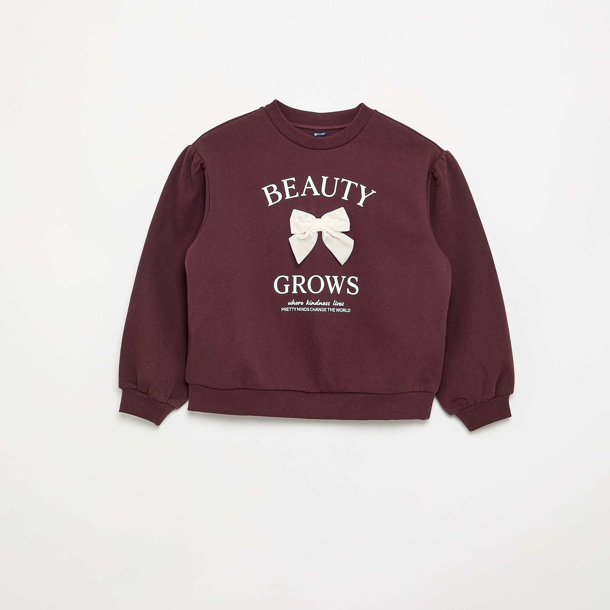 Long-sleeved sweatshirt with bow BROWN