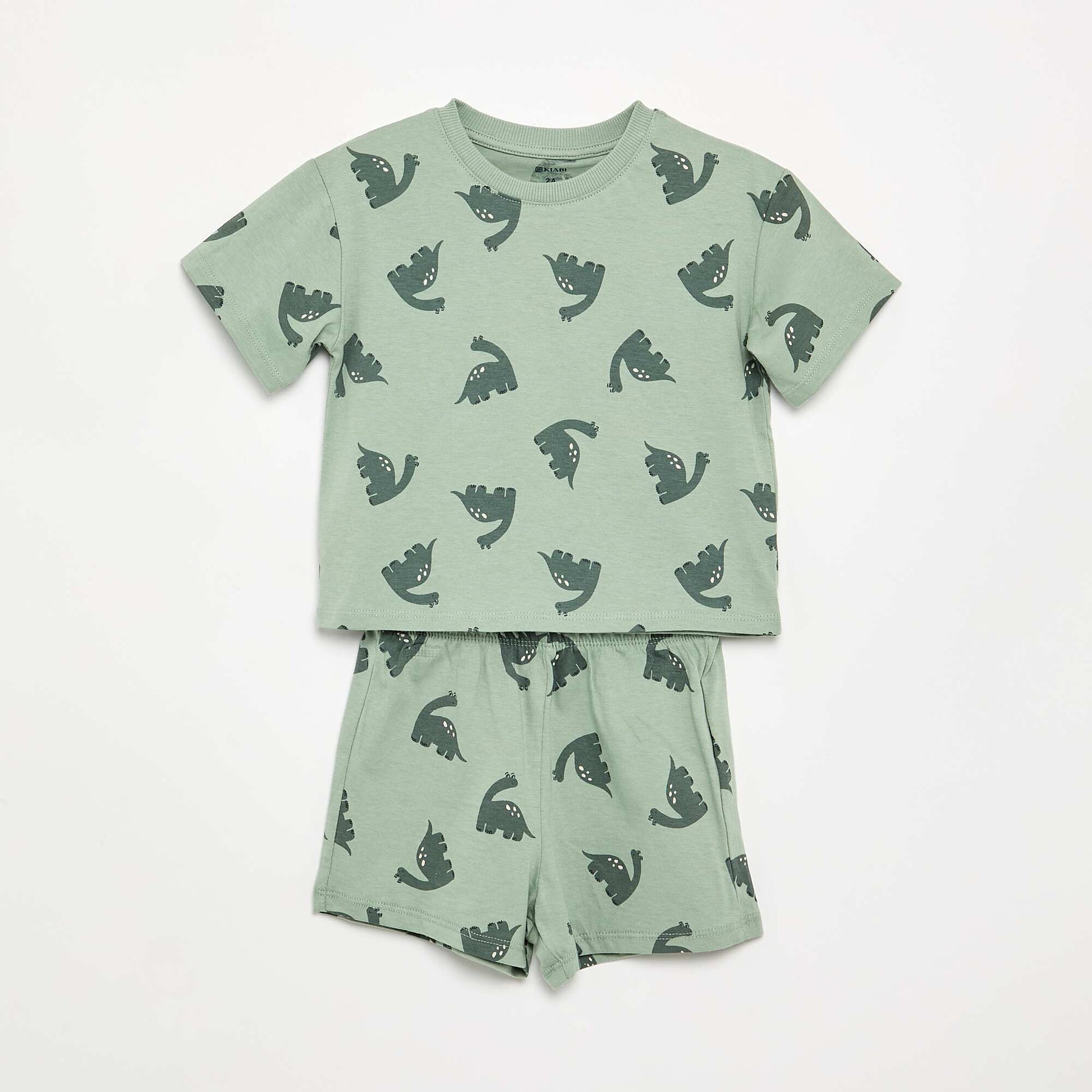 2-piece pajamas - T-shirt + shorts GREEN