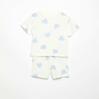 Printed jersey 2-piece short pyjamas WHITE