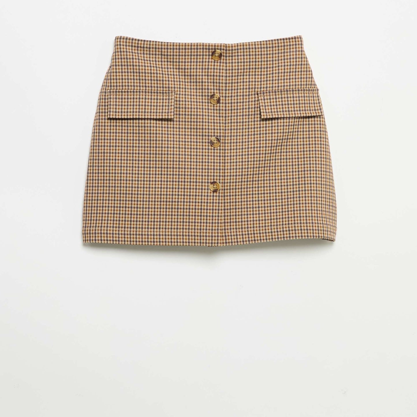 Short Checked Skirt BROWN