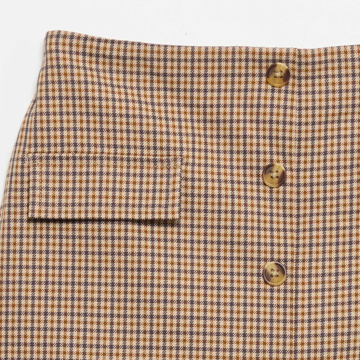 Short Checked Skirt BROWN
