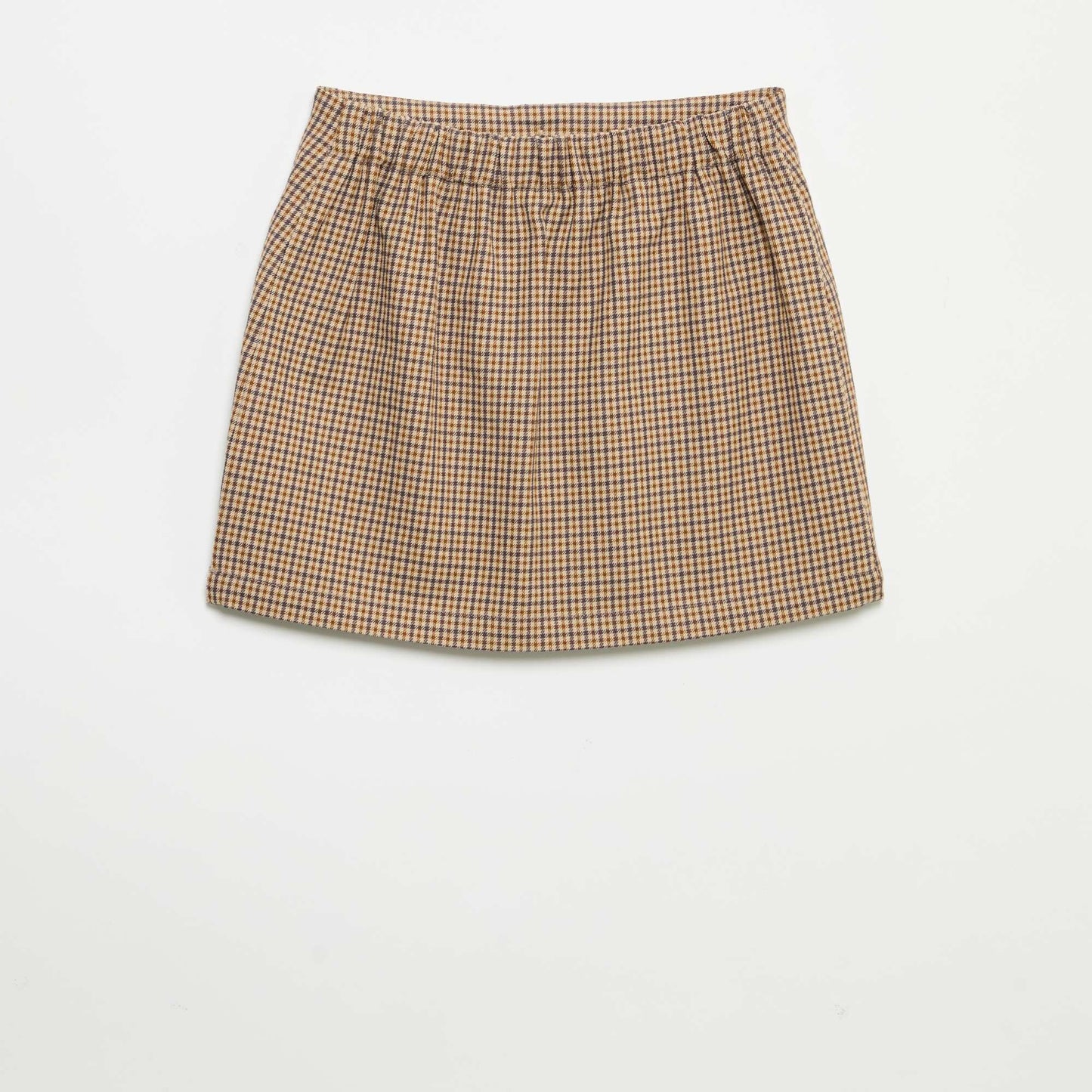 Short Checked Skirt BROWN