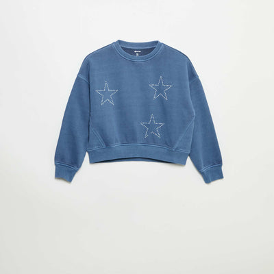 Sweatshirt with rhinestone stars BLUE