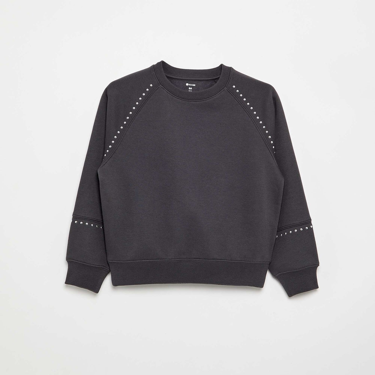Plain Sweatshirt with Studs GREY