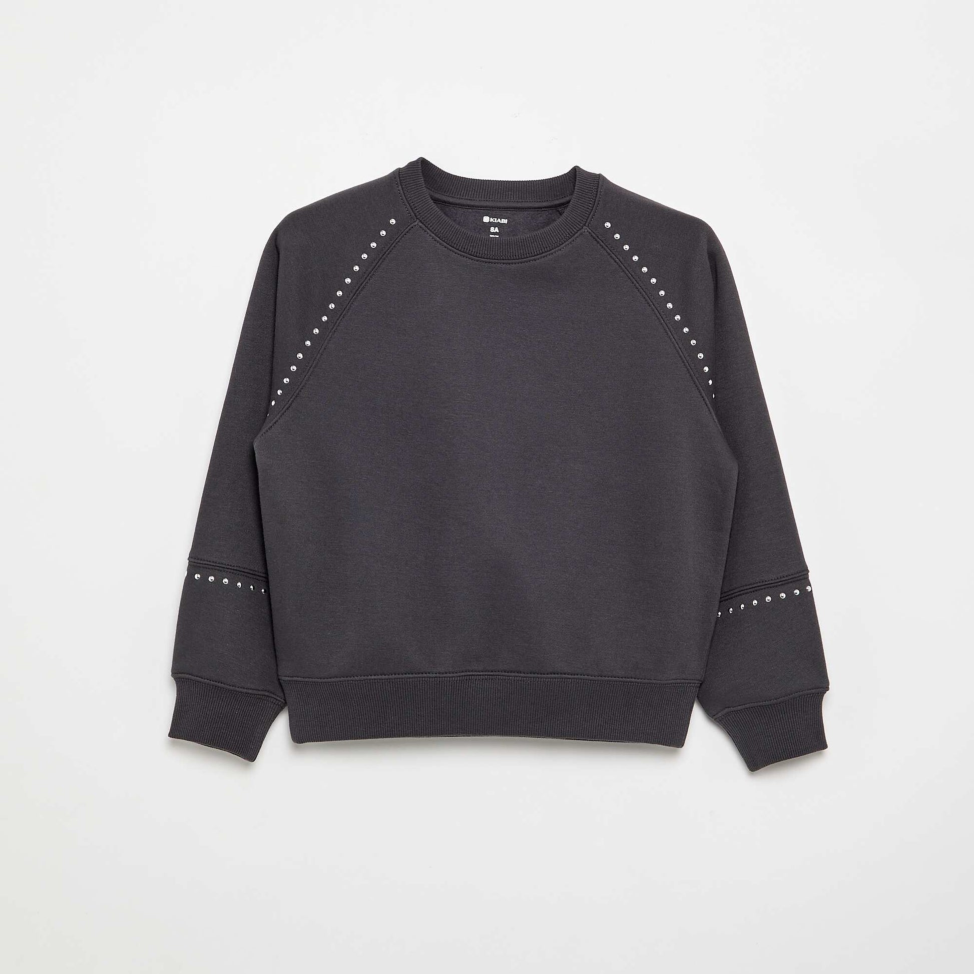 Plain Sweatshirt with Studs GREY