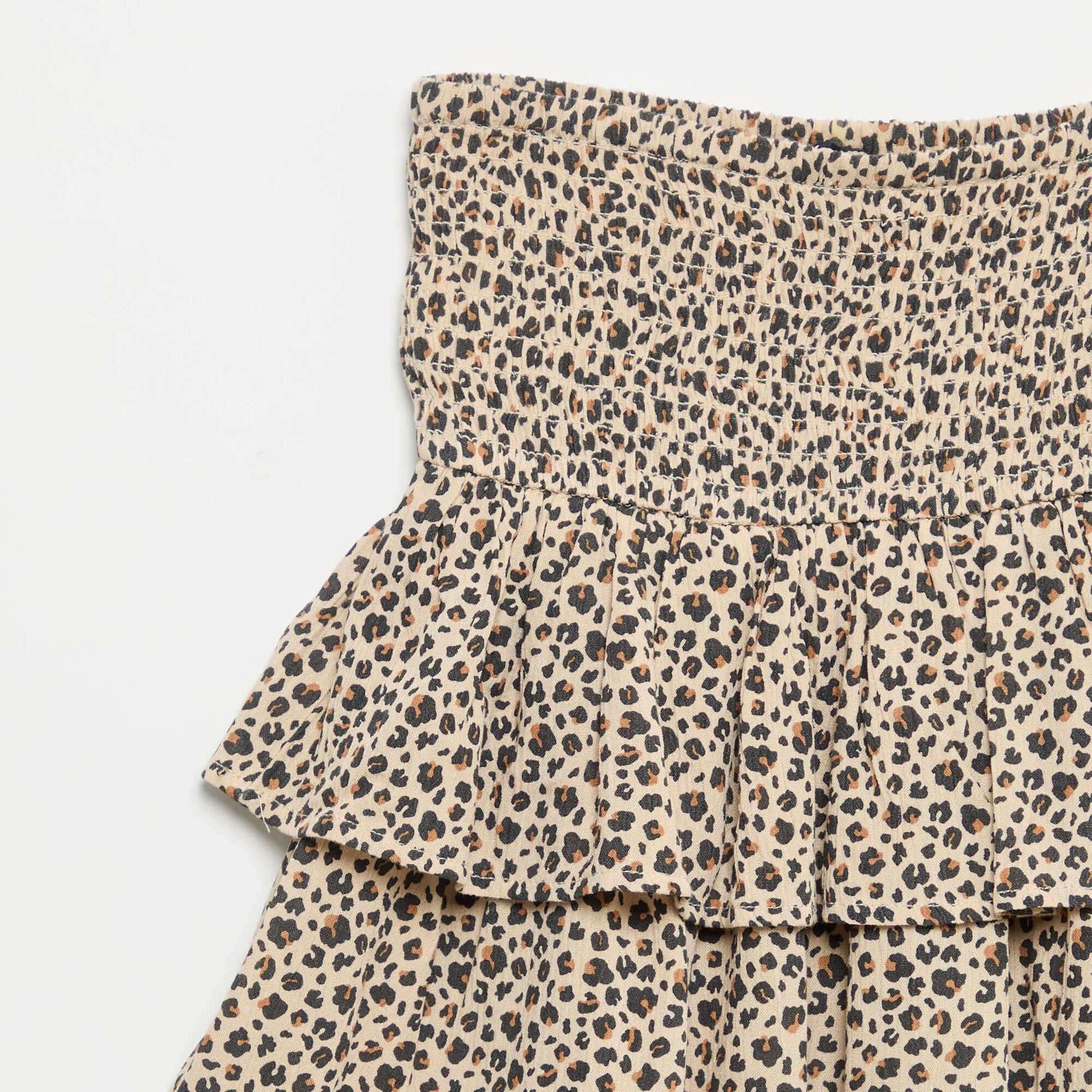 Leopard print ruffled skirt BEIGE