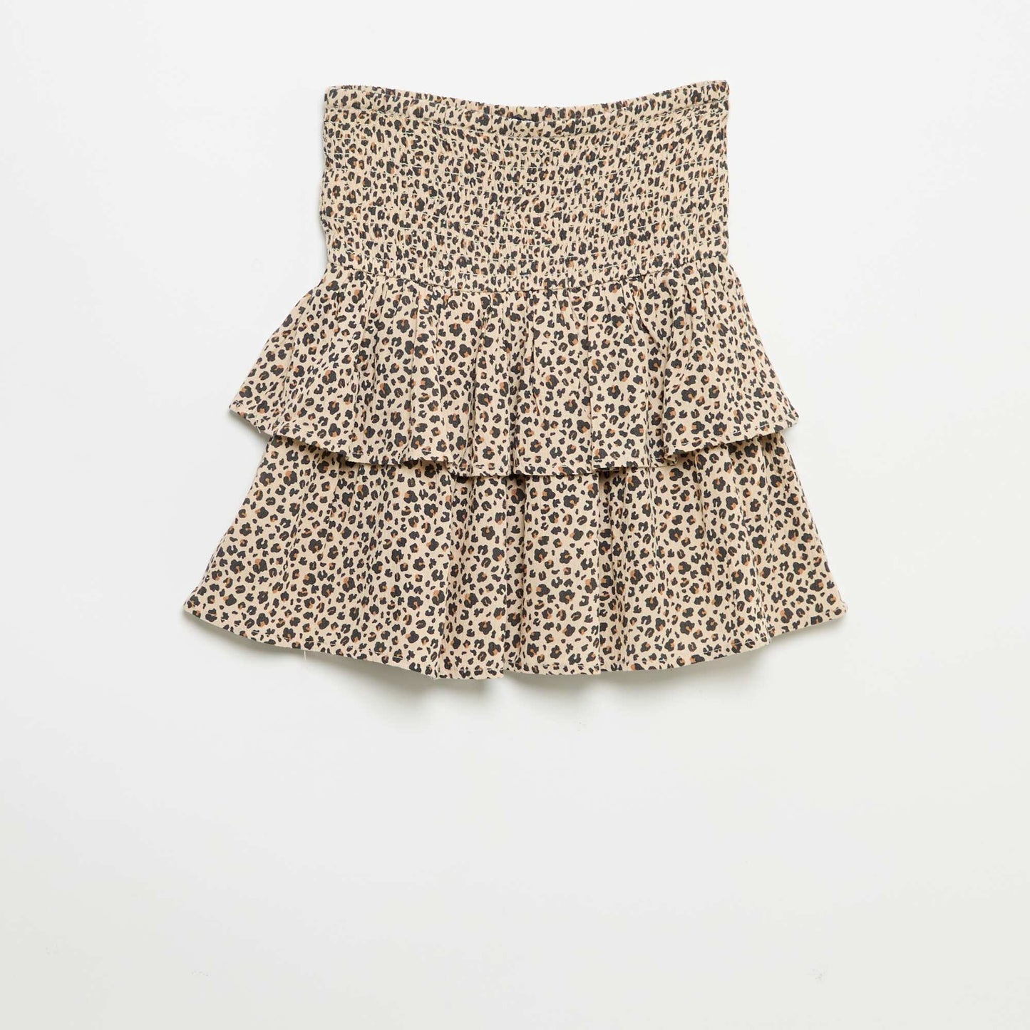 Leopard print ruffled skirt BEIGE