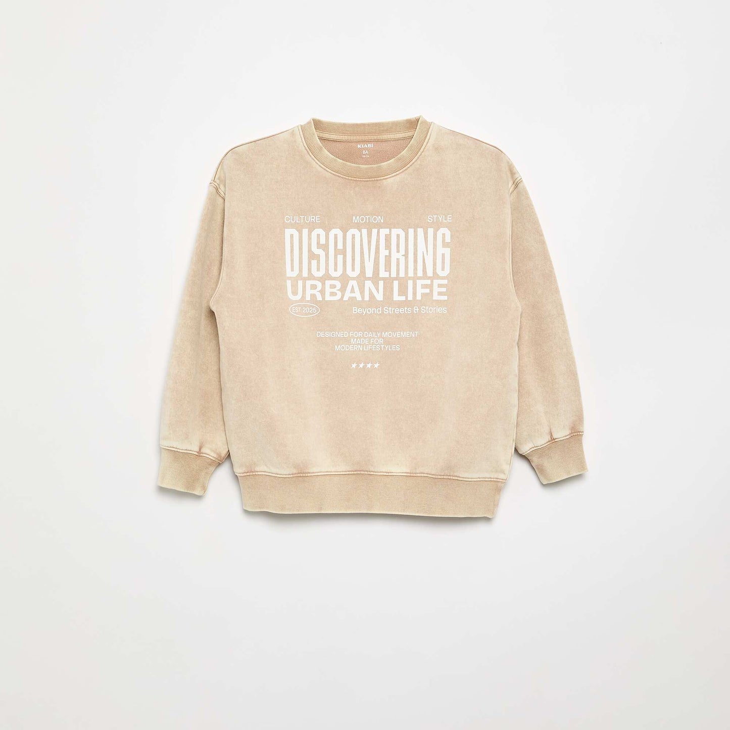 Printed French Terry Sweatshirt BEIGE