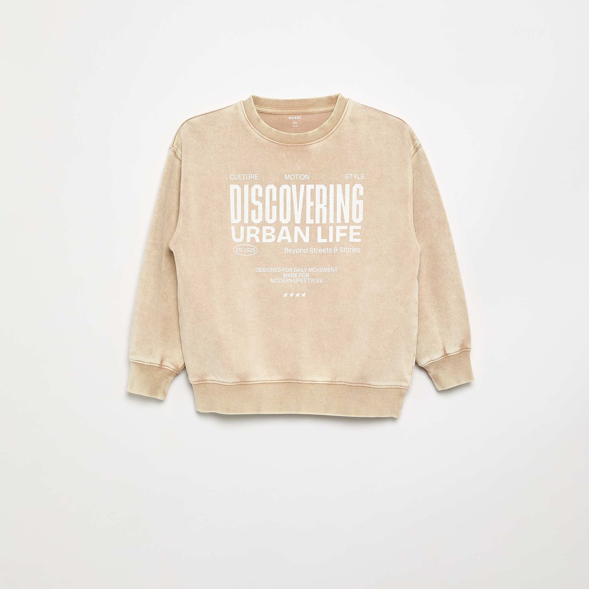 Printed French Terry Sweatshirt BEIGE