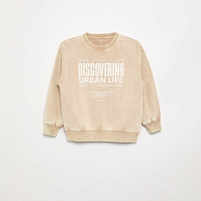 Printed French Terry Sweatshirt BEIGE