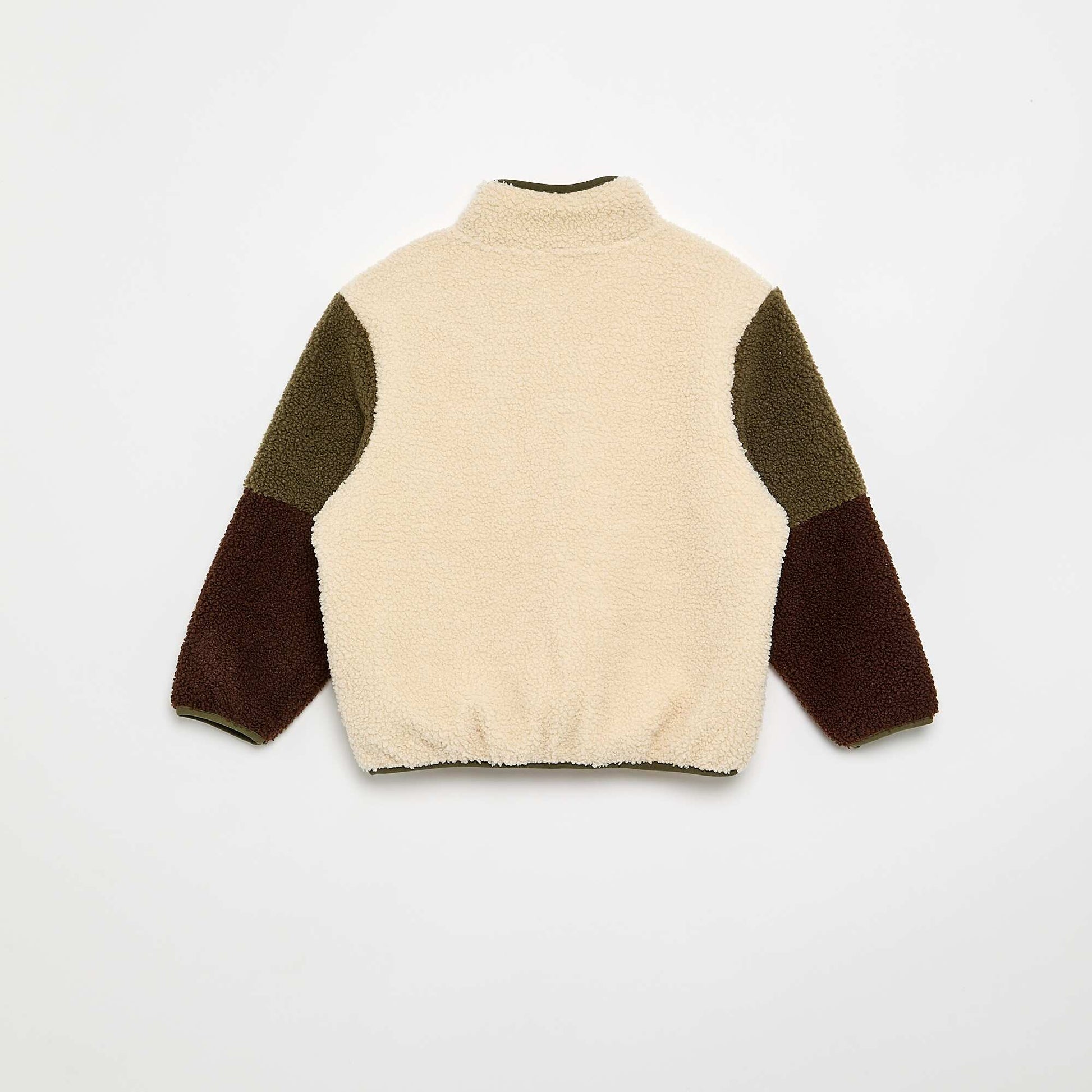High-neck zipped sherpa sweatshirt BEIGE
