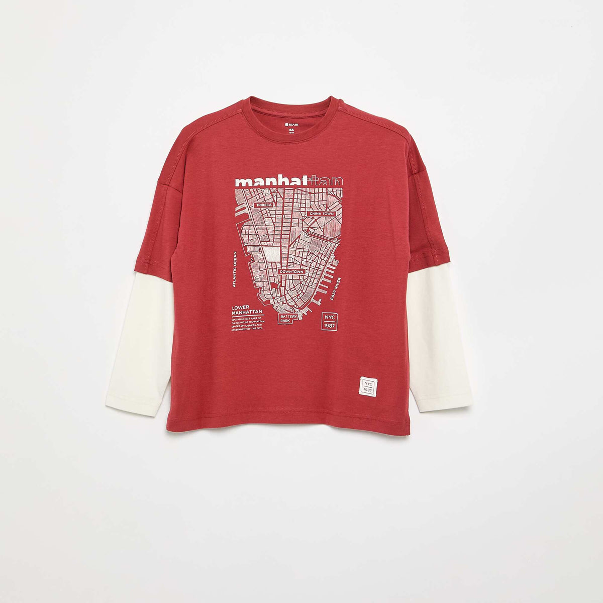 Long-Sleeved 2-in-1 Look T-Shirt ORANGE
