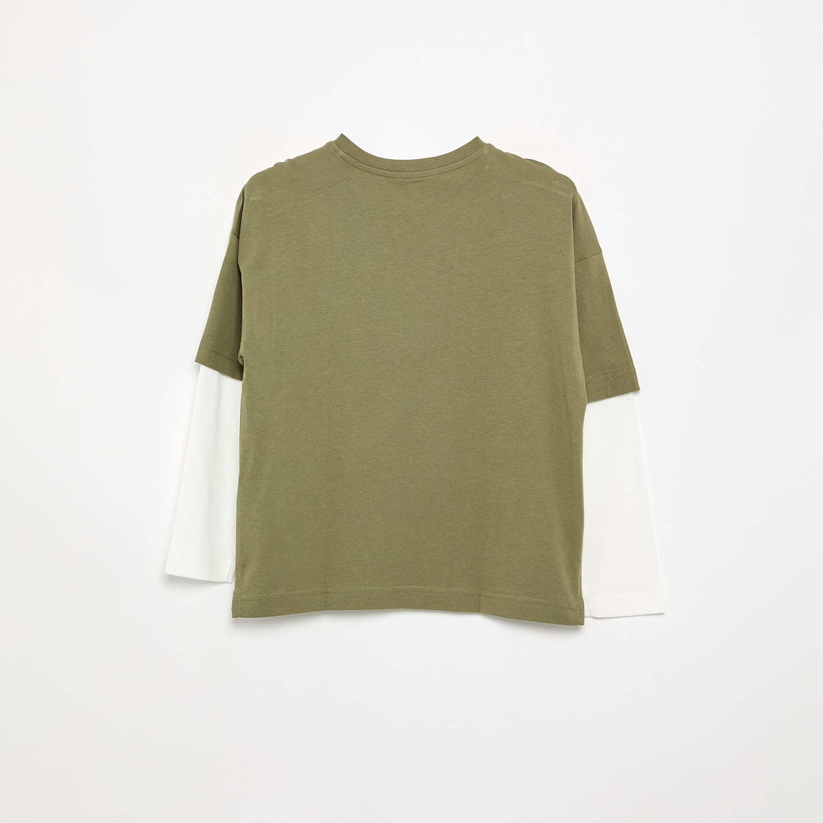 Long-Sleeved 2-in-1 Look T-Shirt KHAKI