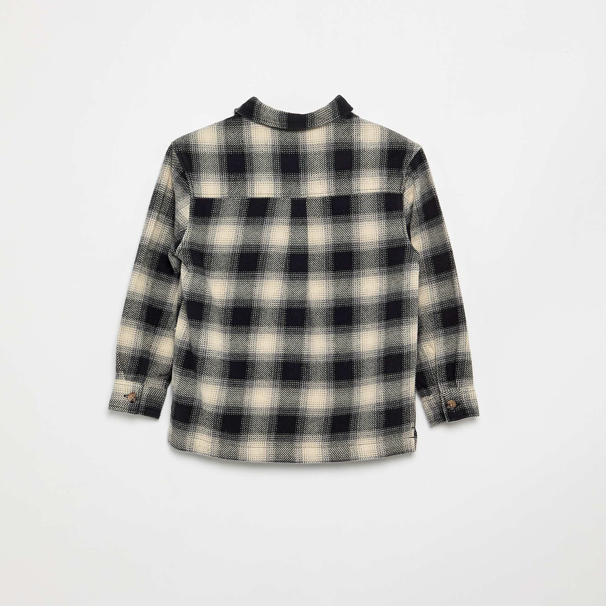 Plaid Flannel Hooded Shirt WHITE