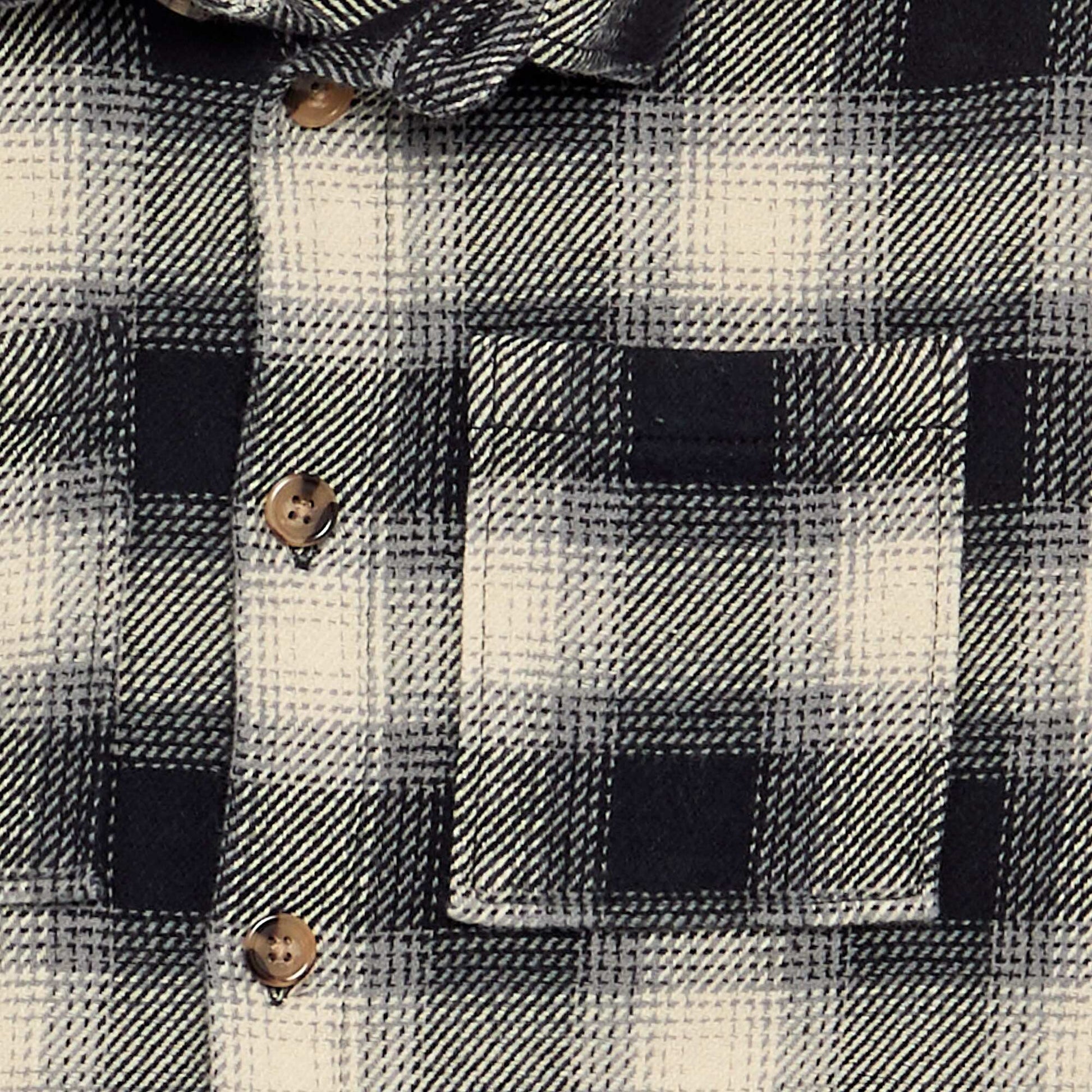 Plaid Flannel Hooded Shirt WHITE