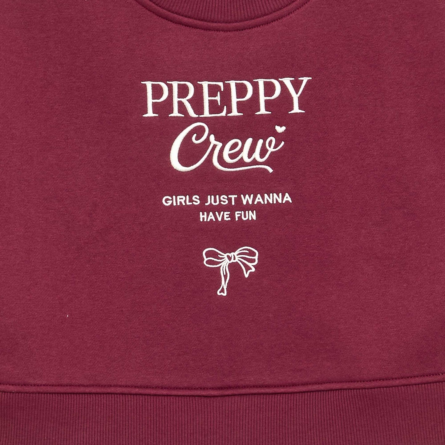 Sweatshirt with Built-in Shirt Hem and Chest Embroidery PURPLE