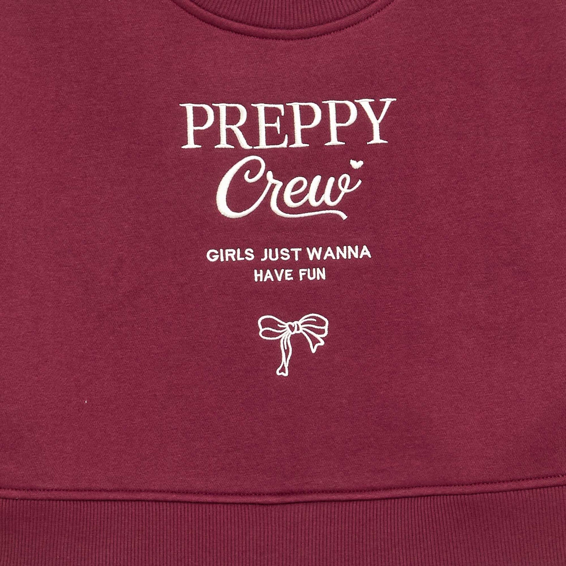 Sweatshirt with Built-in Shirt Hem and Chest Embroidery PURPLE