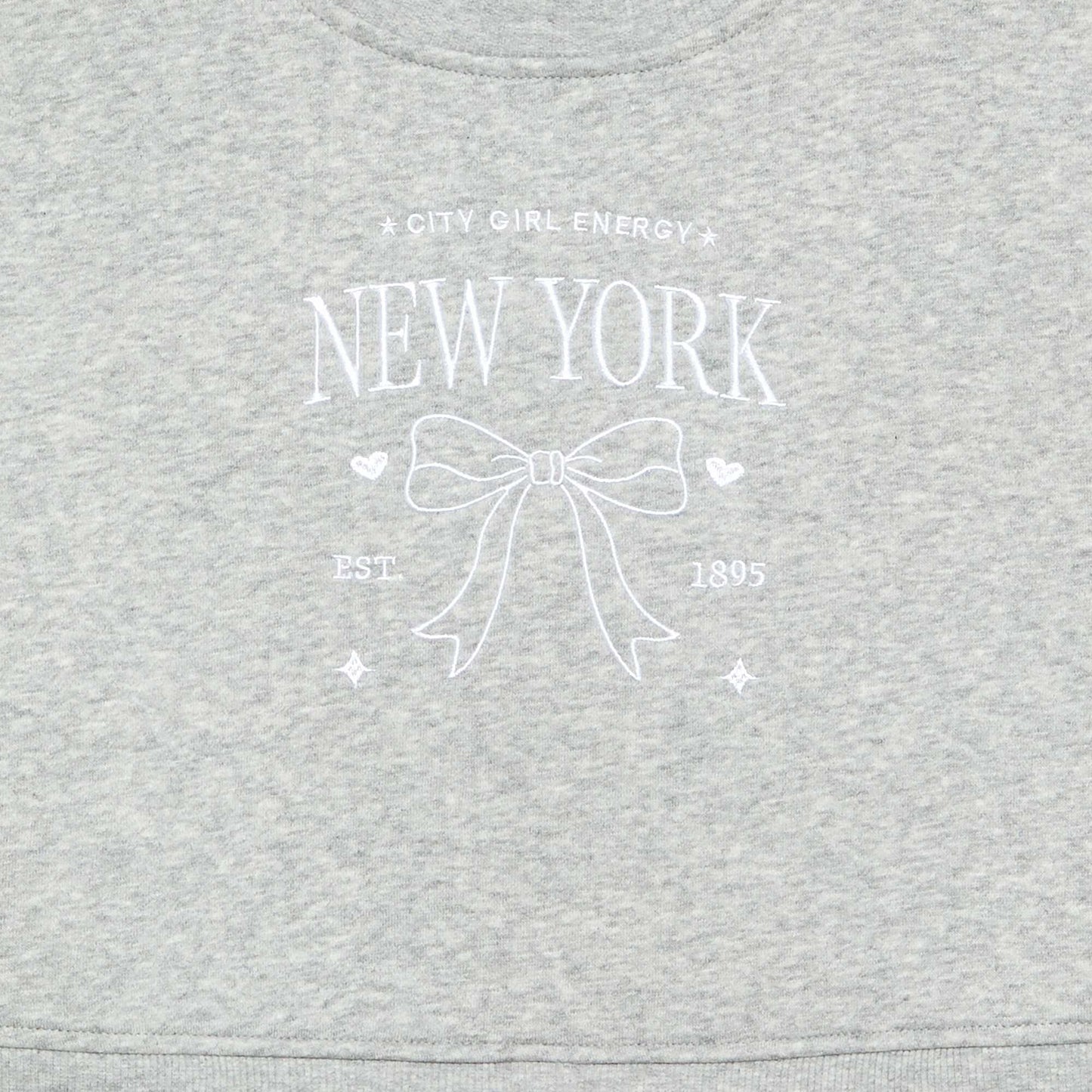 Sweatshirt with Integrated Shirt Hem and Chest Embroidery GREY