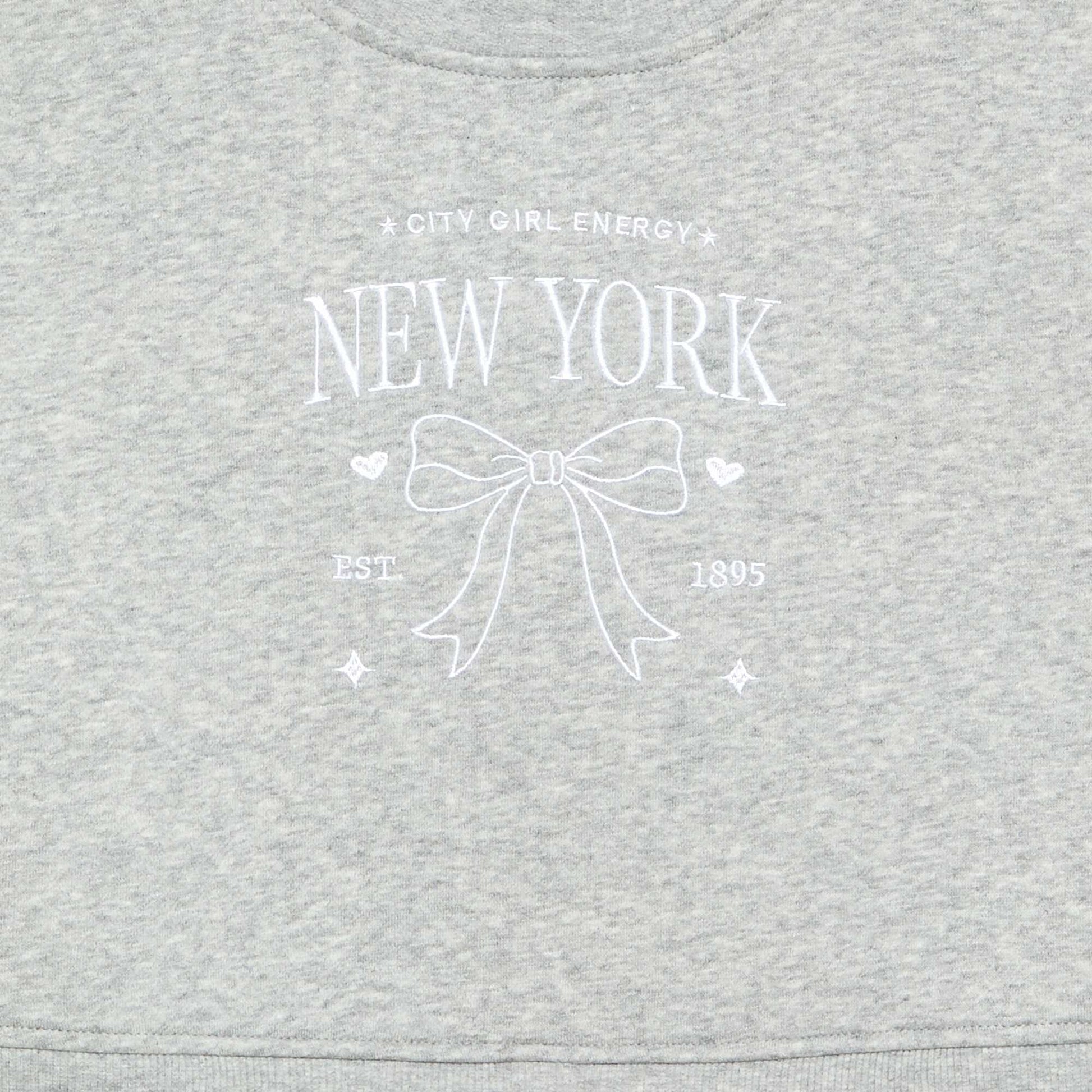 Sweatshirt with Integrated Shirt Hem and Chest Embroidery GREY