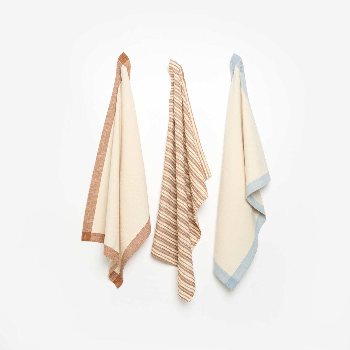 Set of 3 Printed Tea Towels BROWN