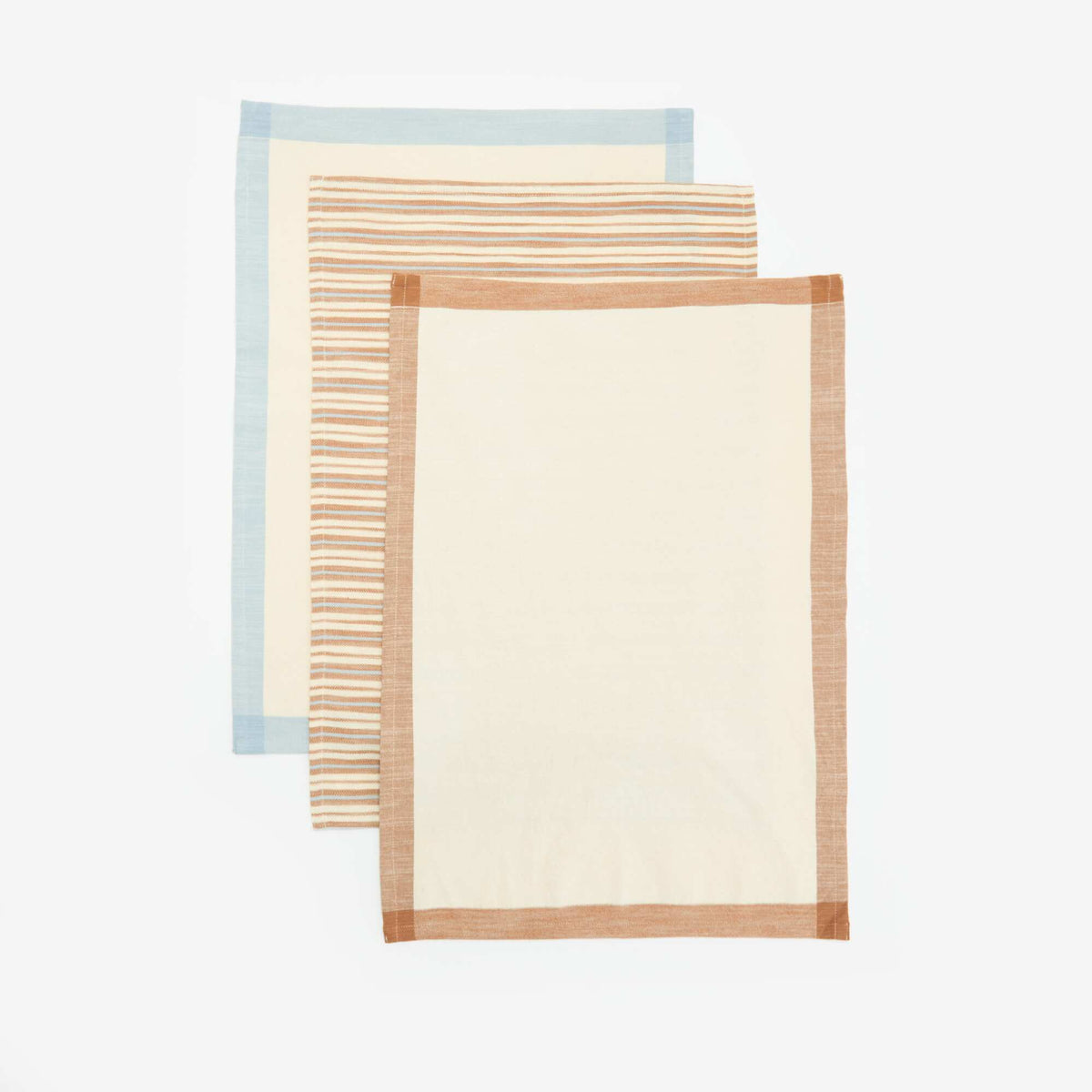 Set of 3 Printed Tea Towels BROWN